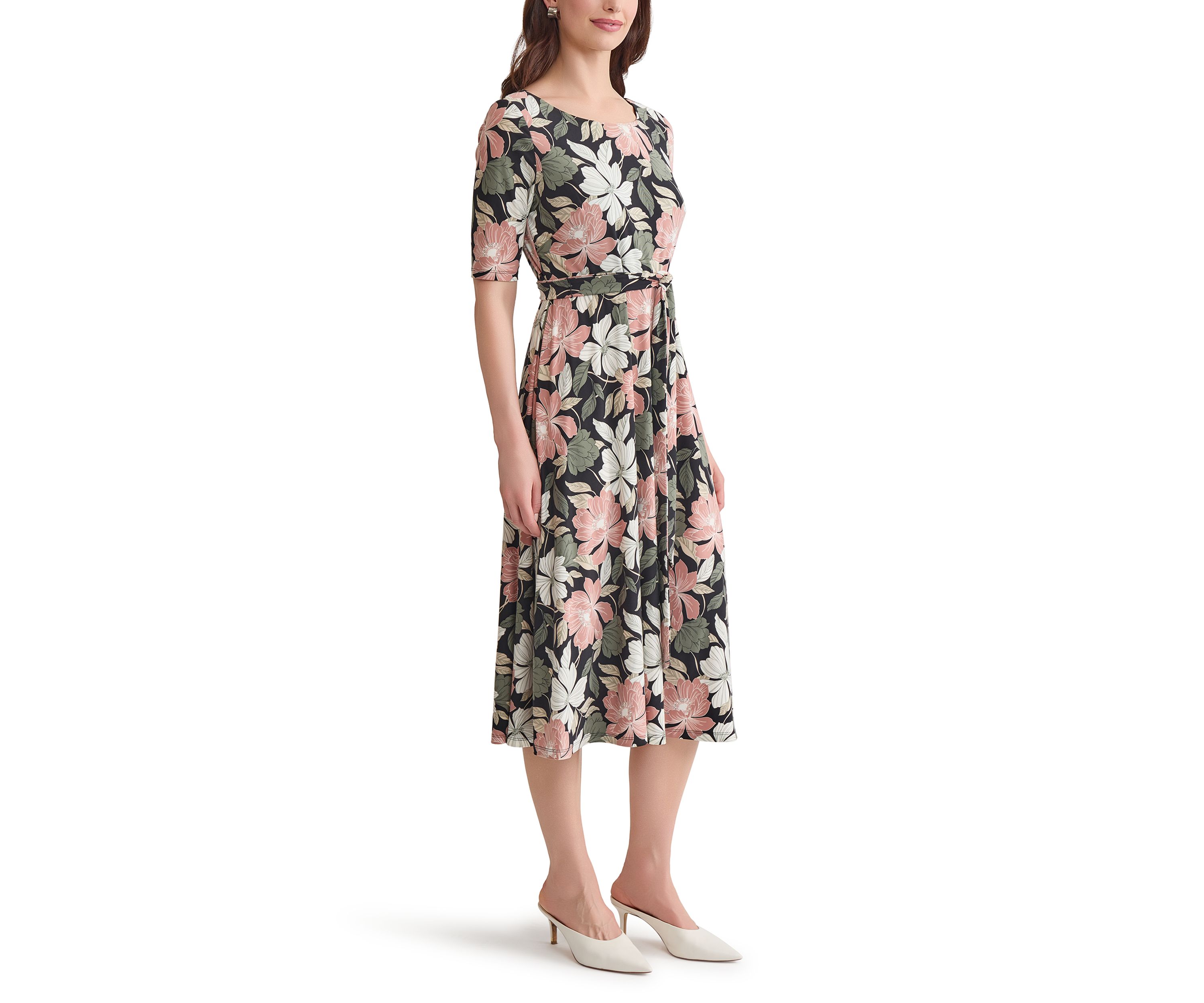 Womens Printed Fit and Flare Dress
