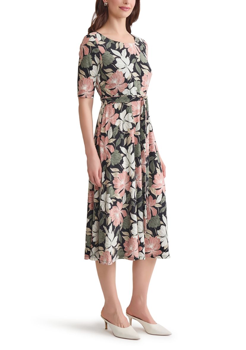 Womens Printed Fit and Flare Dress