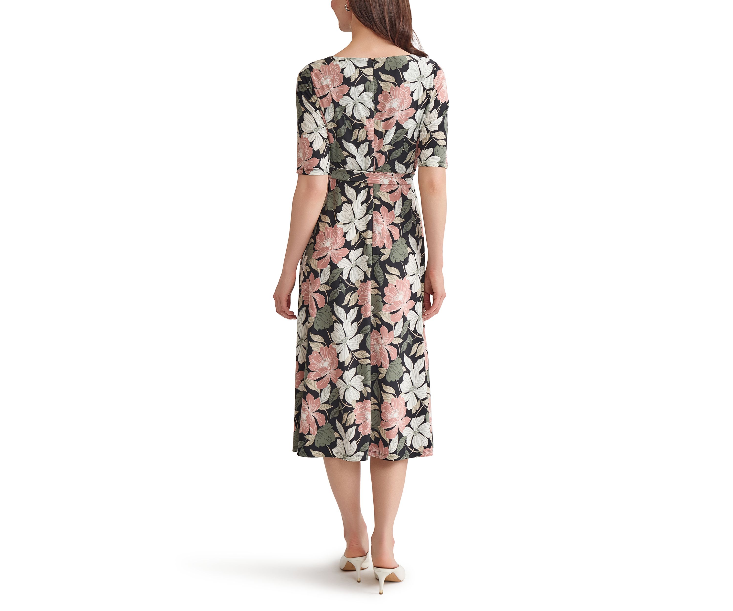 Petite Floral Printed Fit and Flare Dress