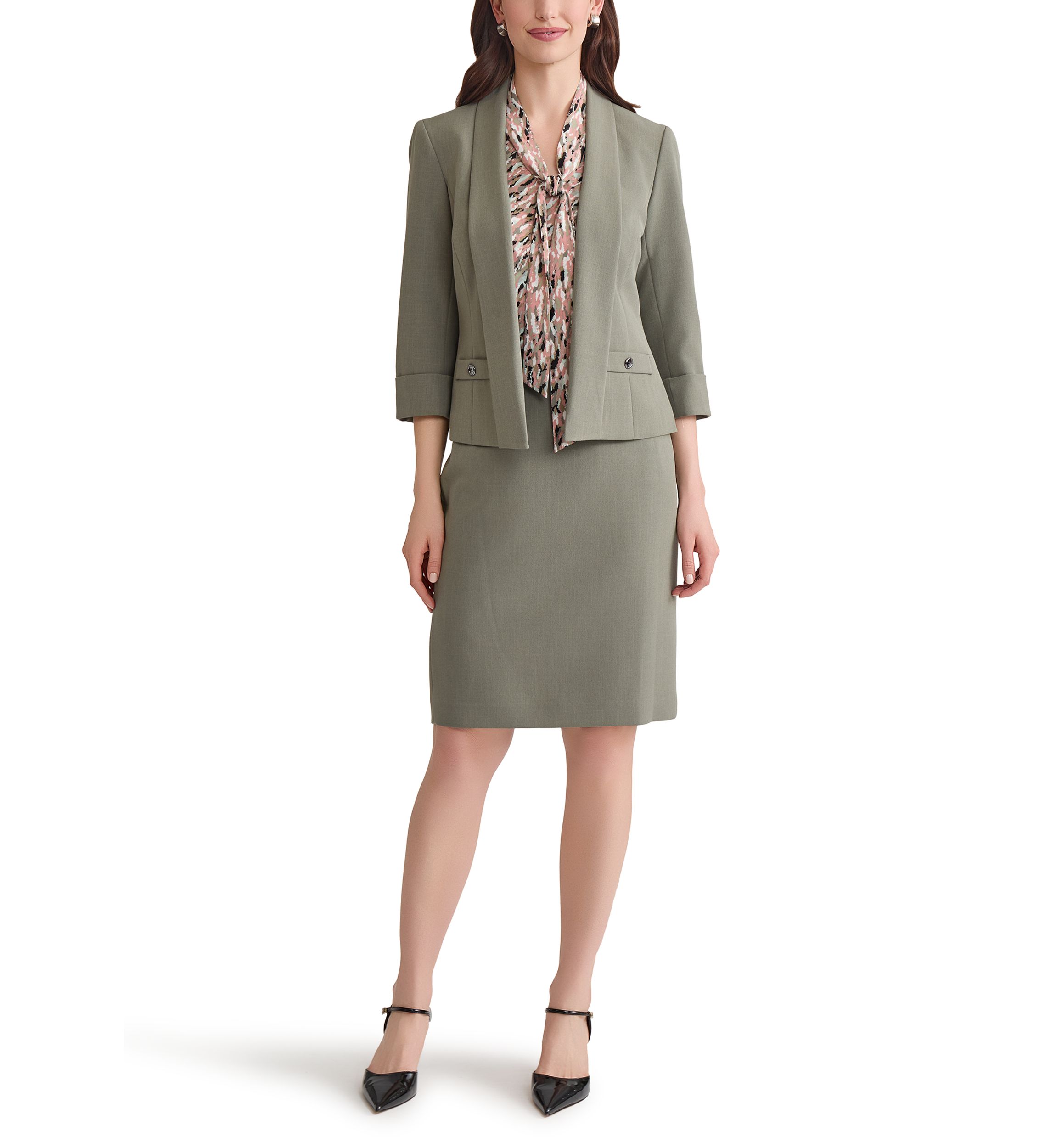 Womens Stretch Crepe Shawl Collar Open Front Suit Separate Jacket