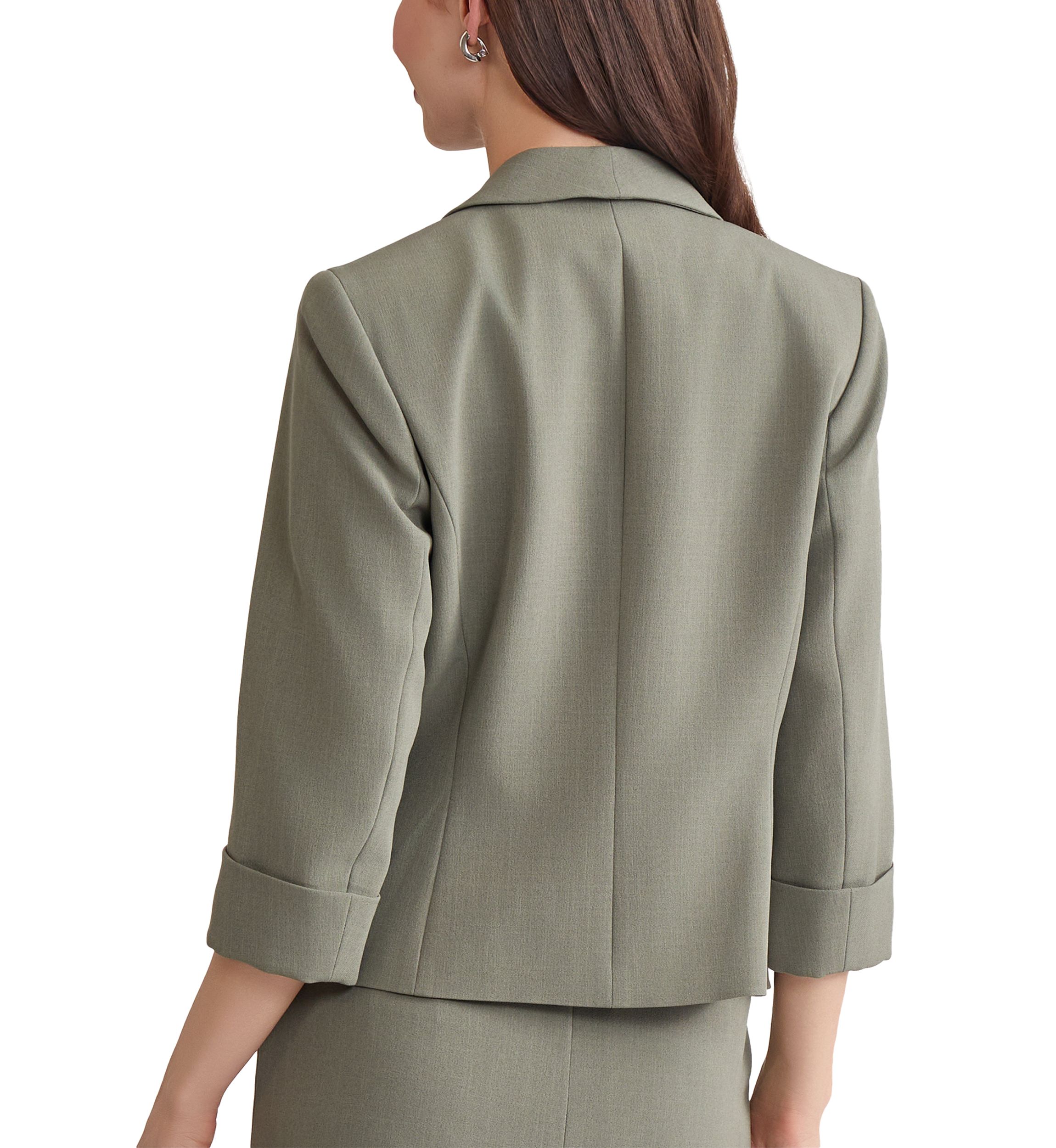 Womens Stretch Crepe Shawl Collar Open Front Suit Separate Jacket
