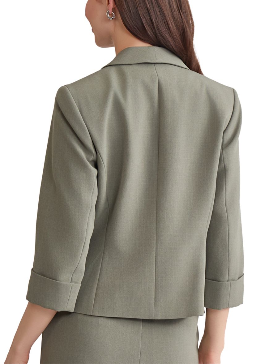 Womens Stretch Crepe Shawl Collar Open Front Suit Separate Jacket