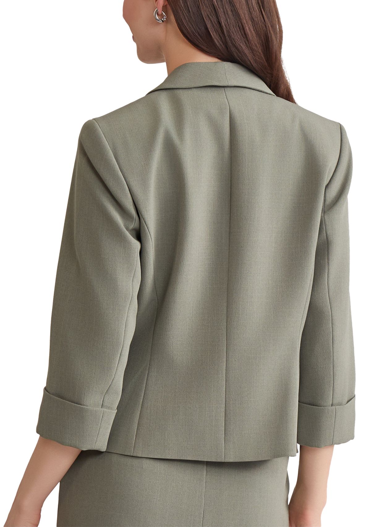 Petite Stretch Crepe Shawl Collar Open Front Jacket