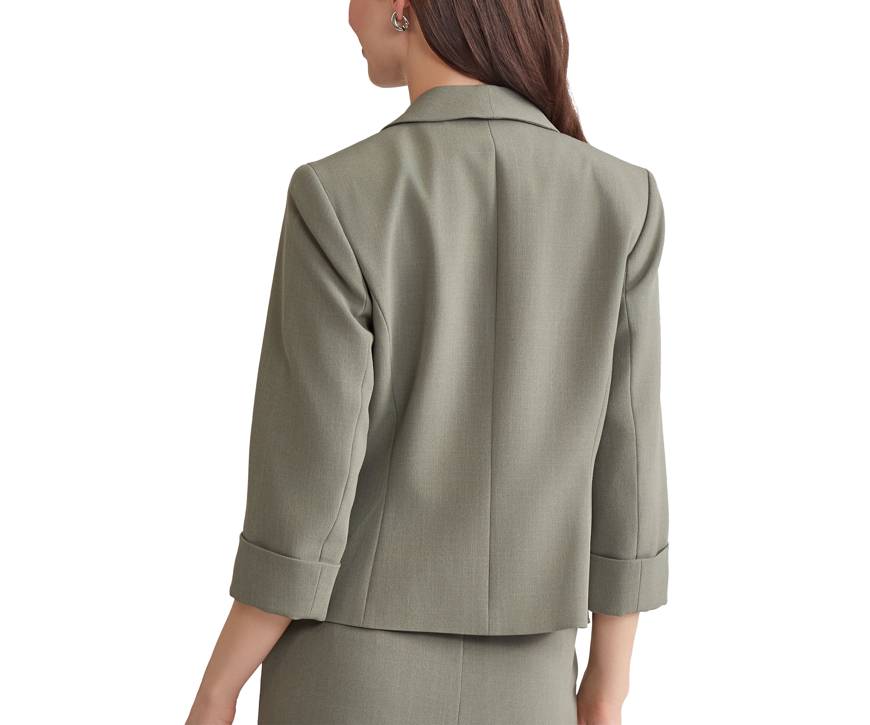 Petite Stretch Crepe Shawl Collar Open Front Jacket
