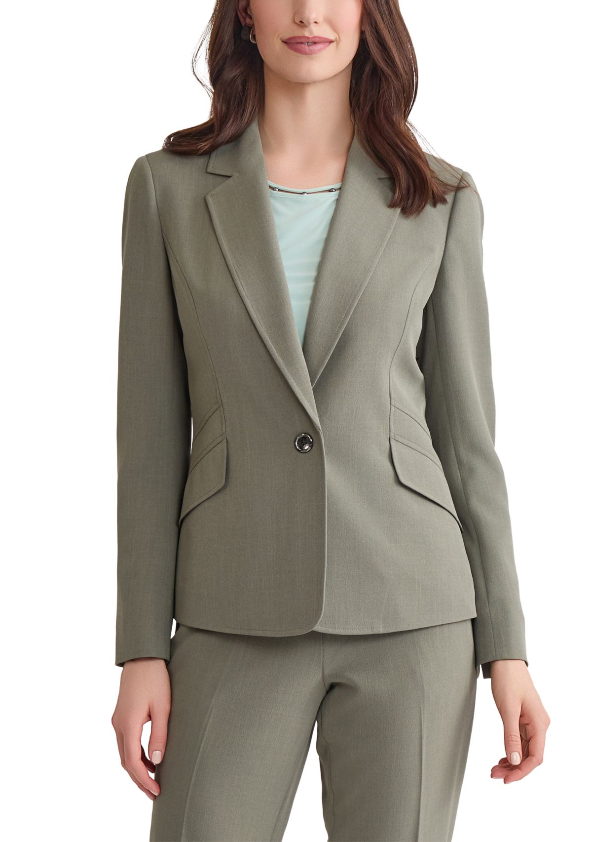 Womens Stretch Crepe One Button Seamed Suit Separate Jacket