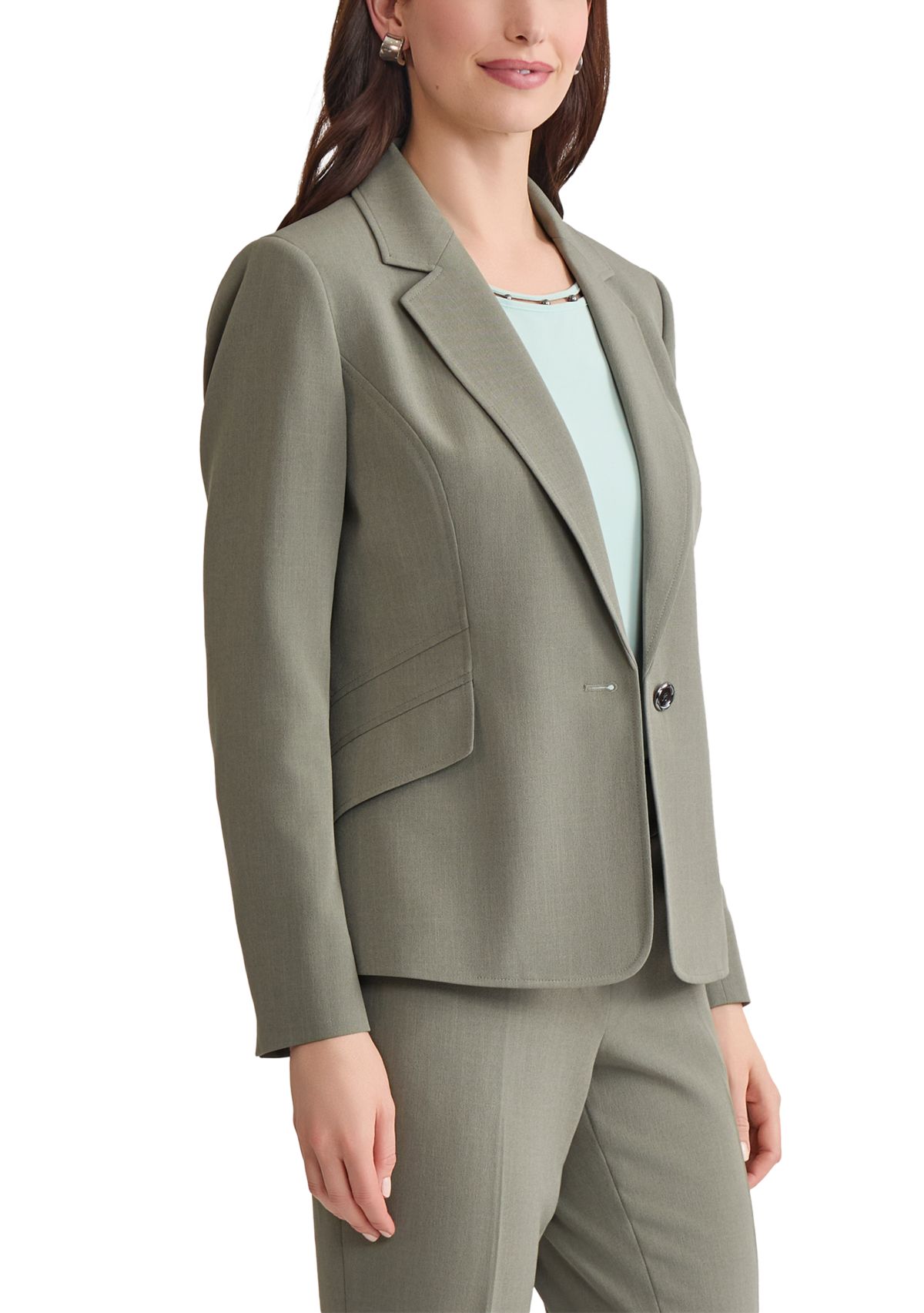 Womens Stretch Crepe One Button Seamed Suit Separate Jacket