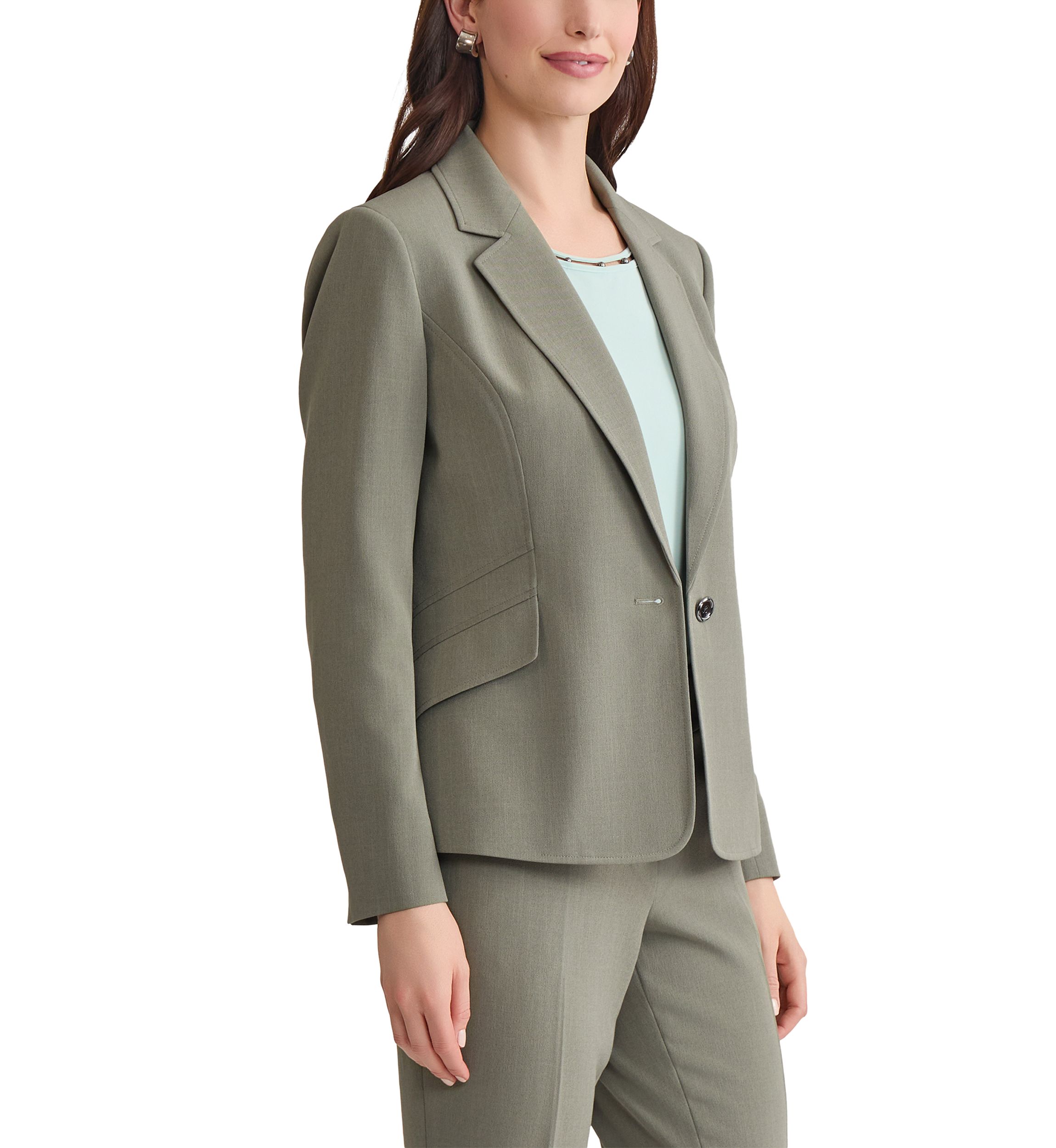 Womens Stretch Crepe One Button Seamed Suit Separate Jacket