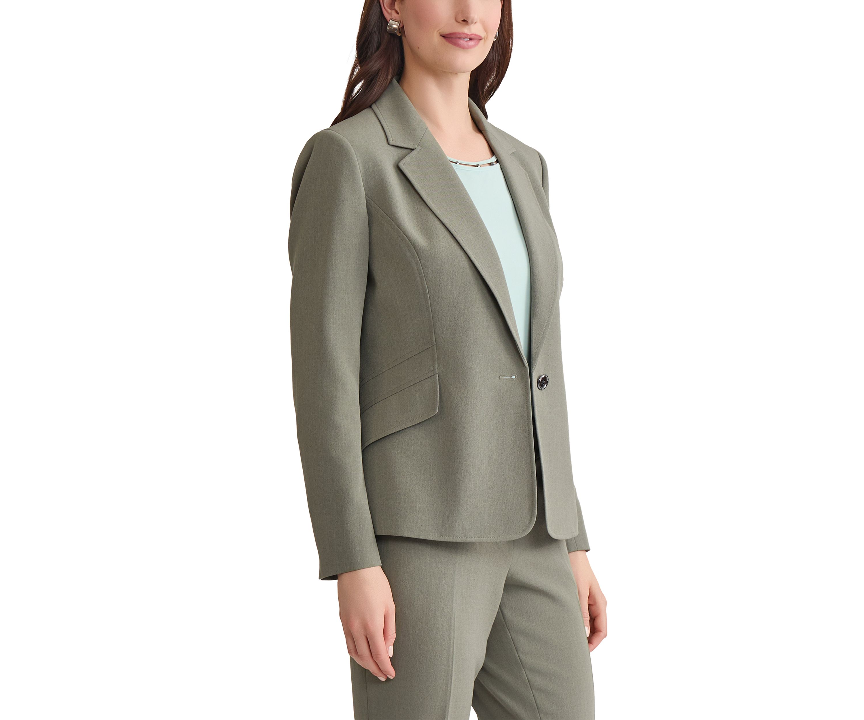 Womens Stretch Crepe One Button Seamed Suit Separate Jacket