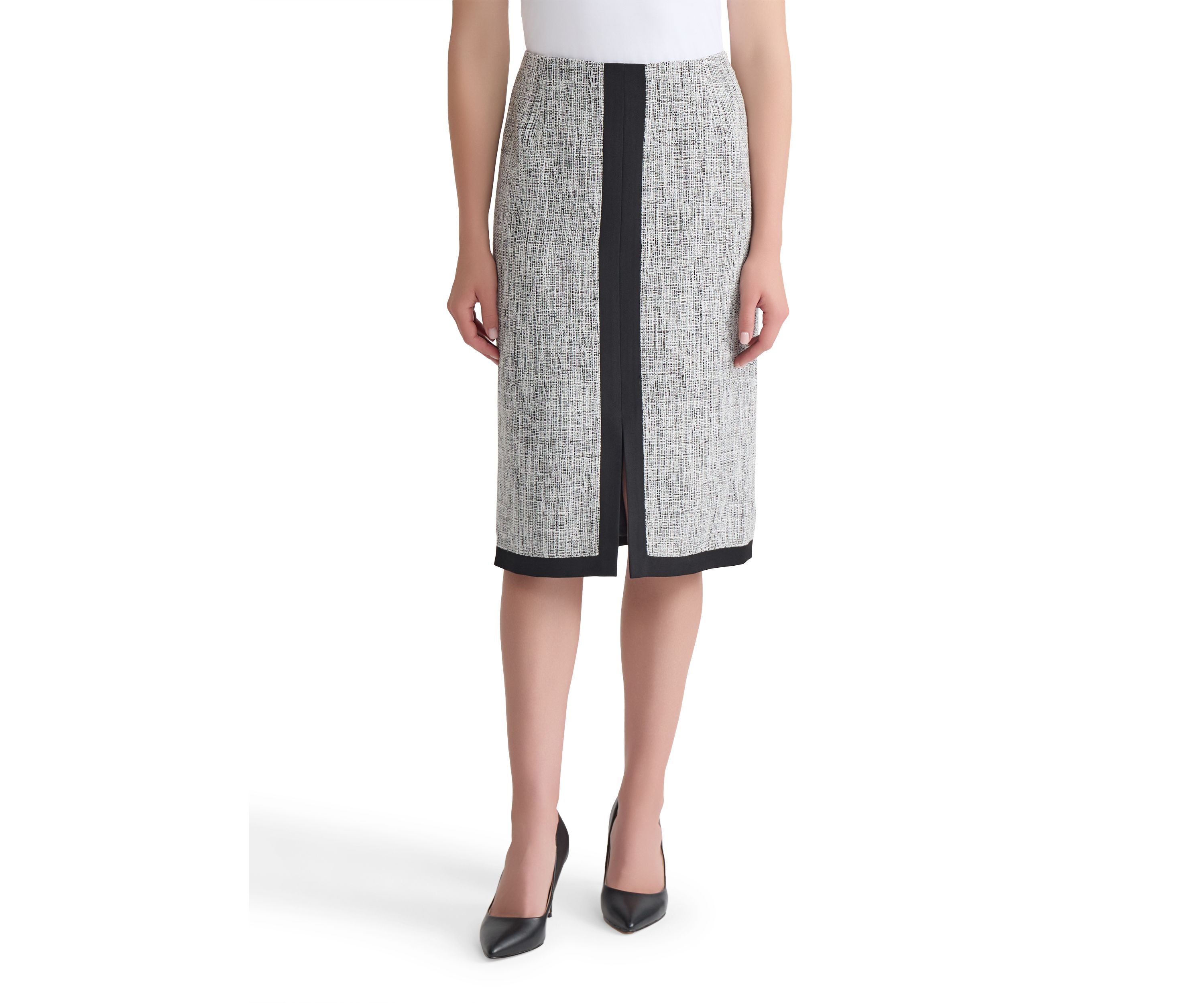 Womens Tweed Framed Skimmer Skirt with Slit