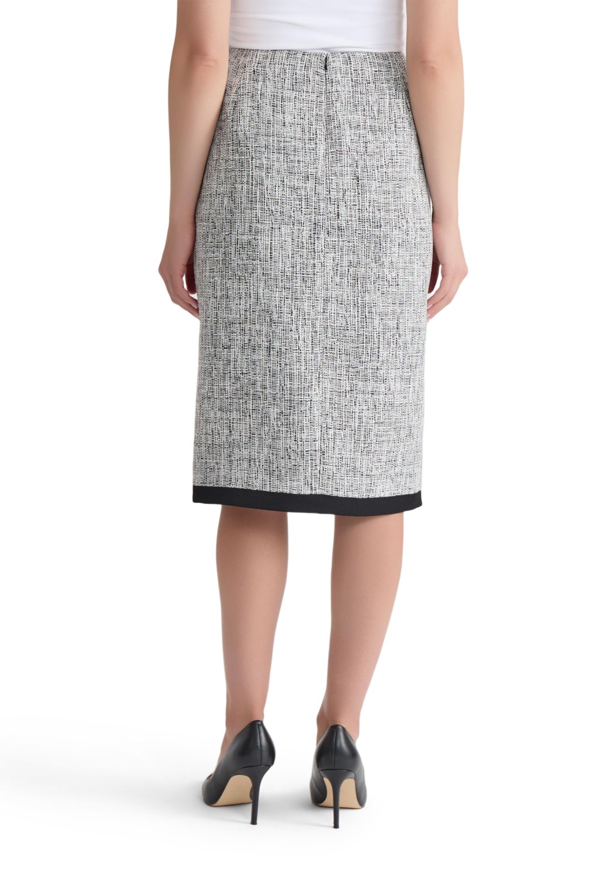 Womens Tweed Framed Skimmer Skirt with Slit