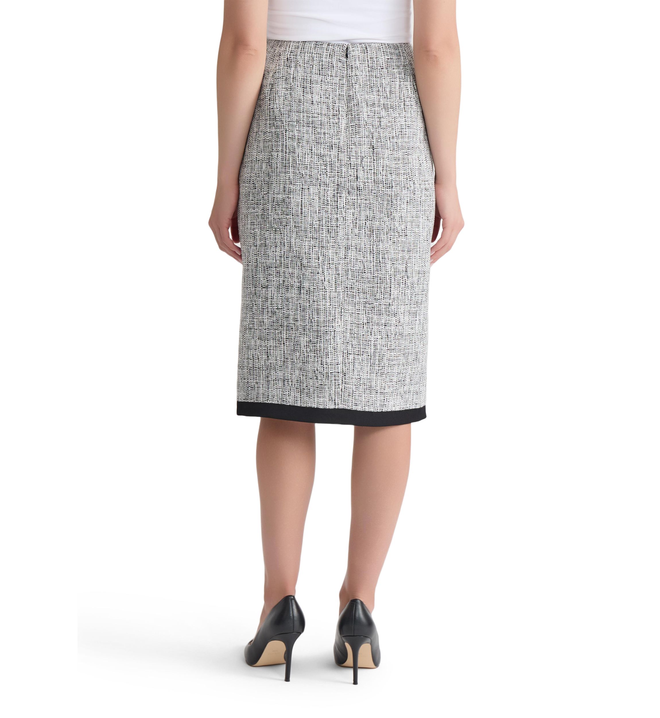 Womens Tweed Framed Skimmer Skirt with Slit