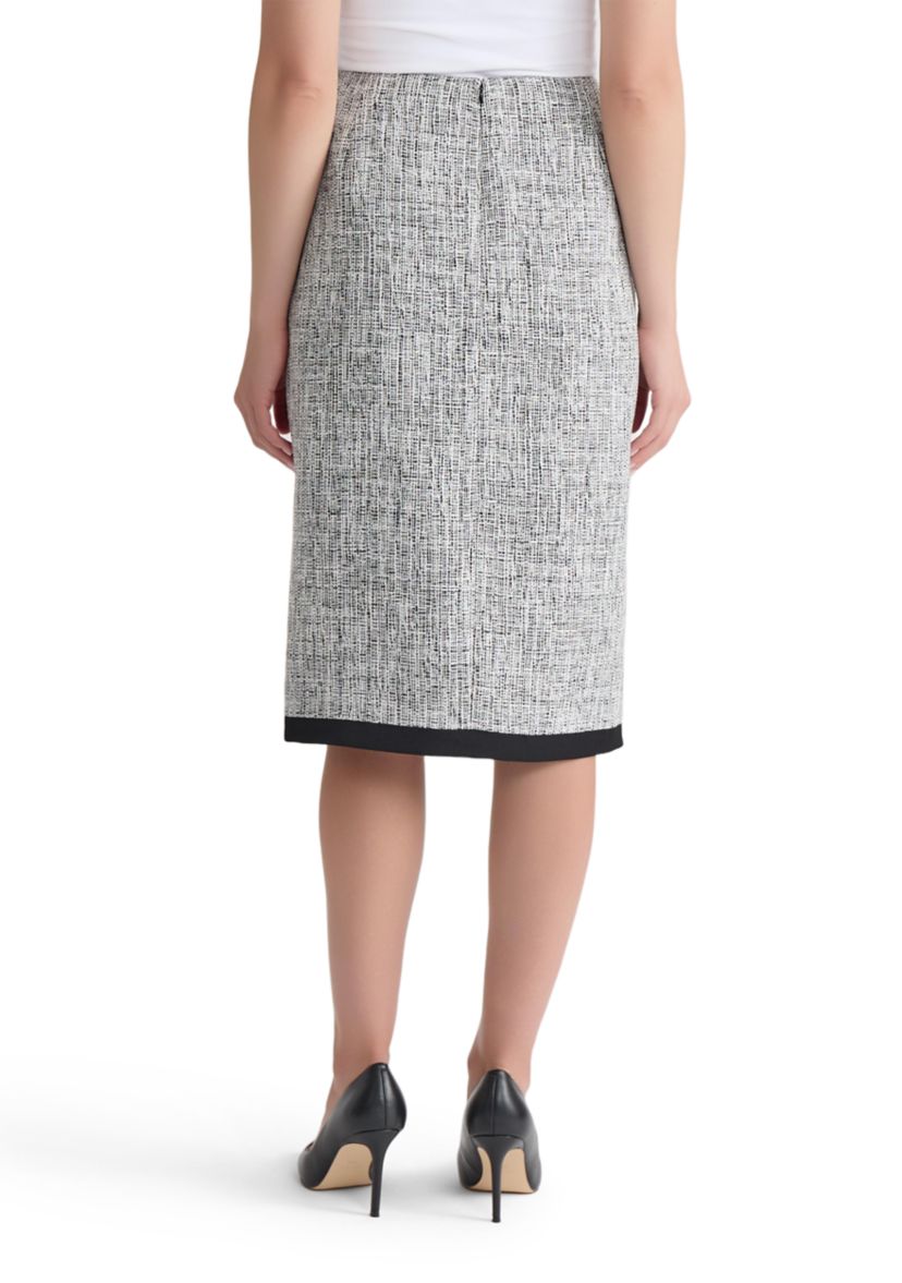 Womens Tweed Framed Skimmer Skirt with Slit