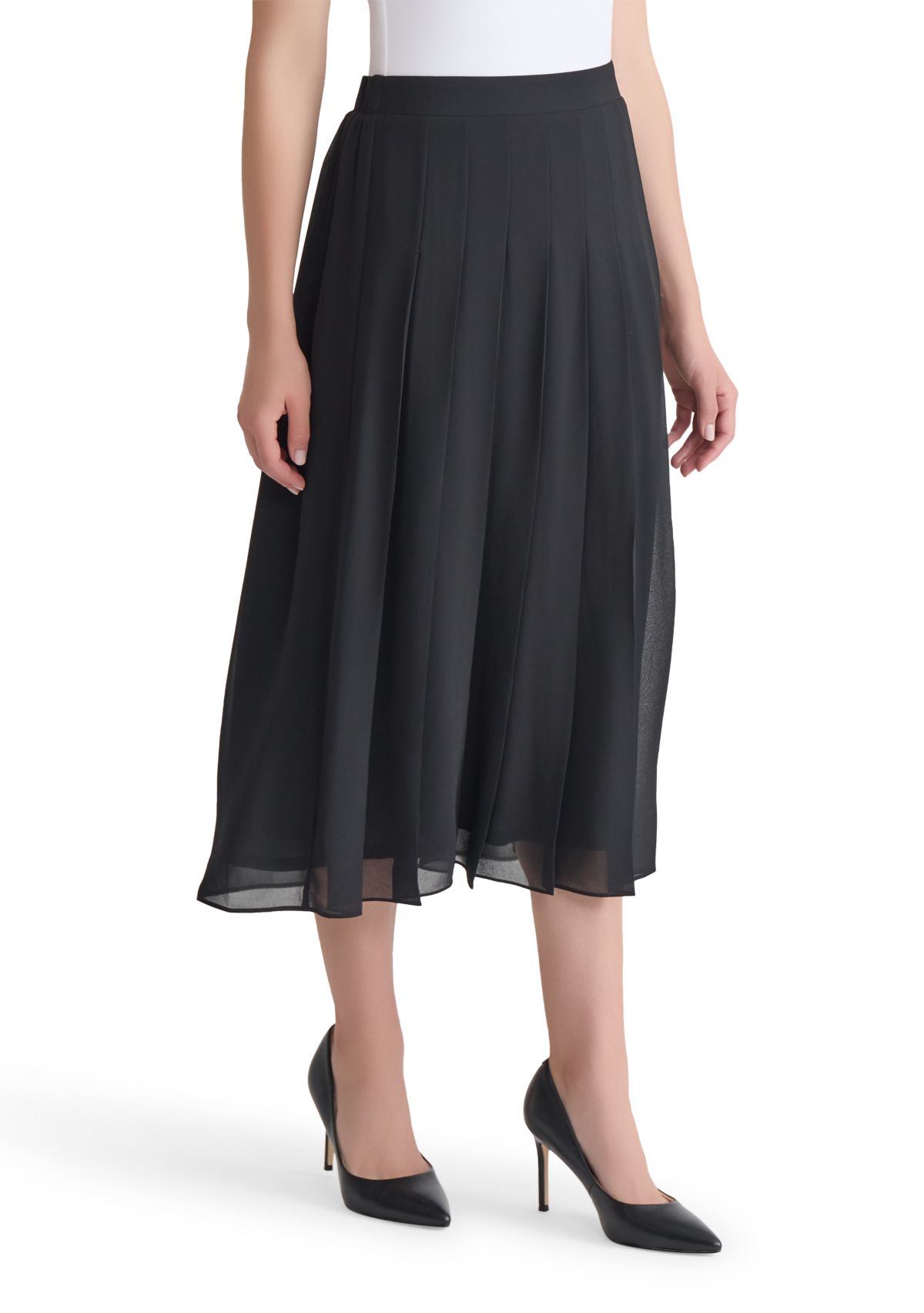 Womens Chiffon Pull On Pleated Skirt
