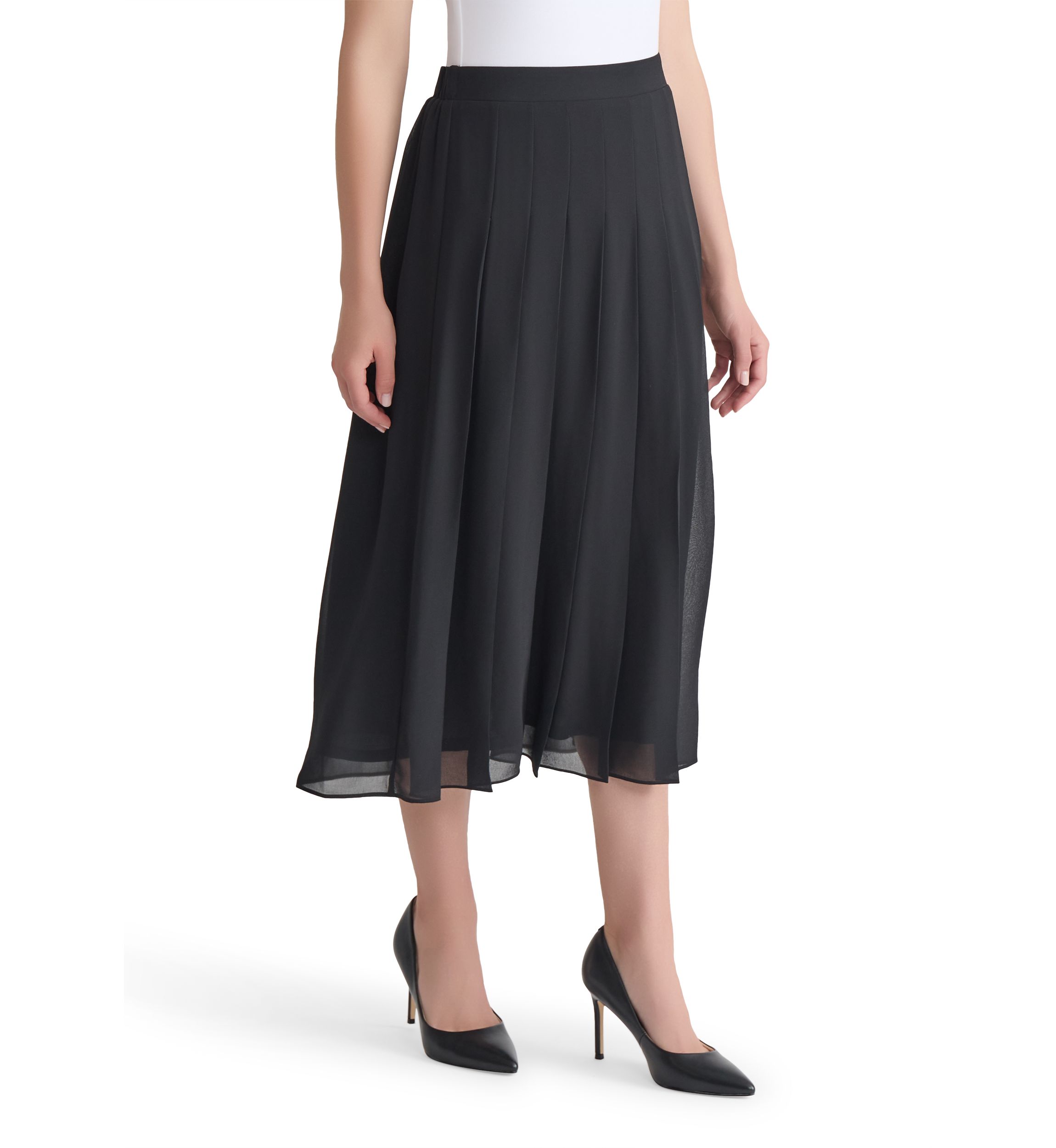 Womens Chiffon Pull On Pleated Skirt