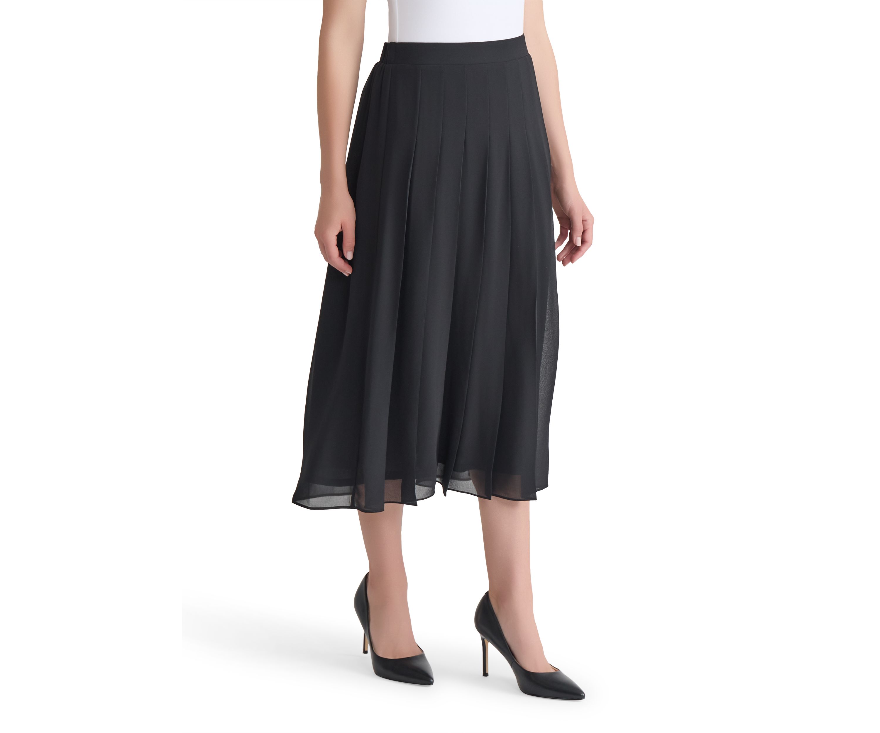 Womens Chiffon Pull On Pleated Skirt