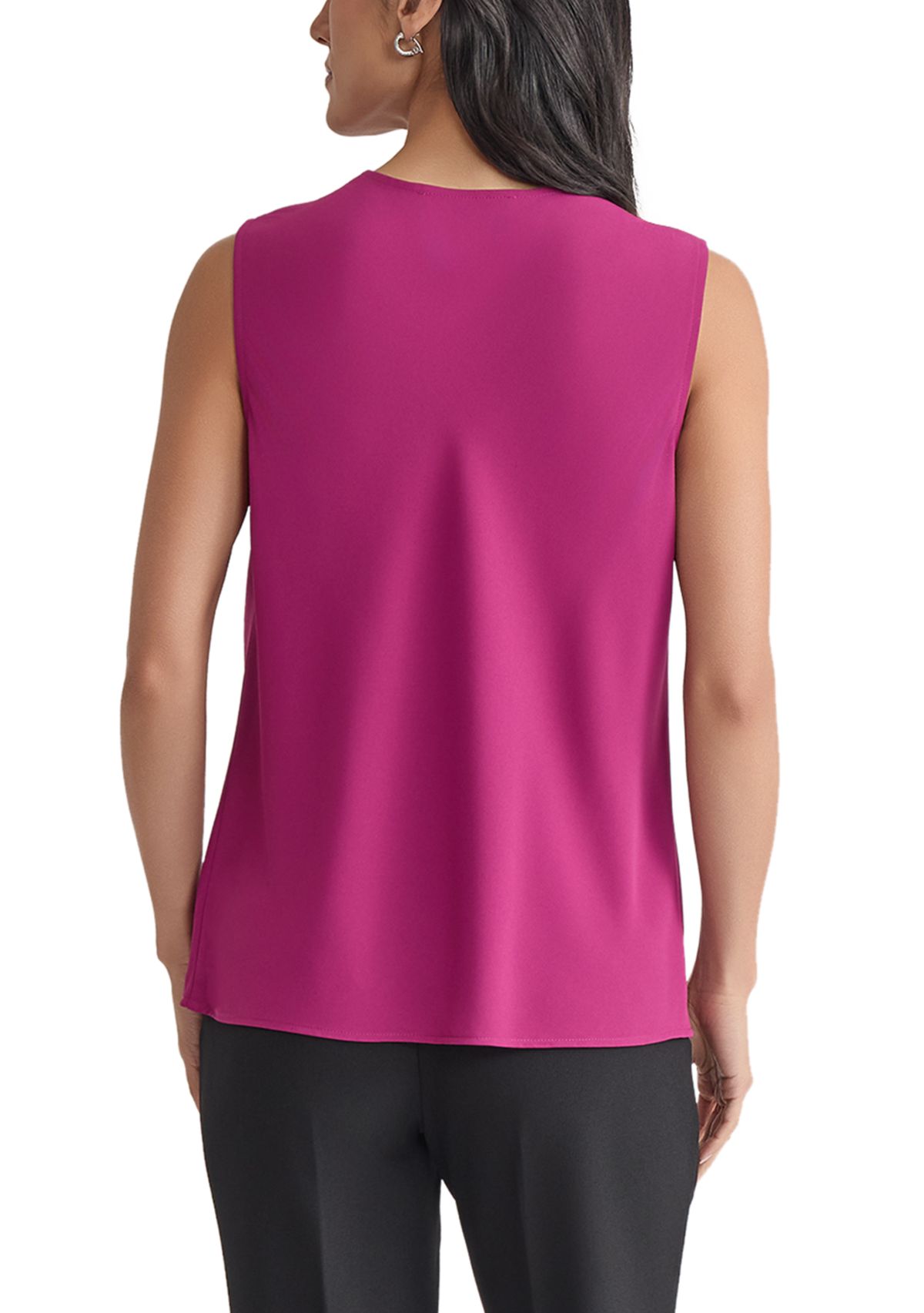 Womens Crepe Sleeveless Cowl Neck Blouse