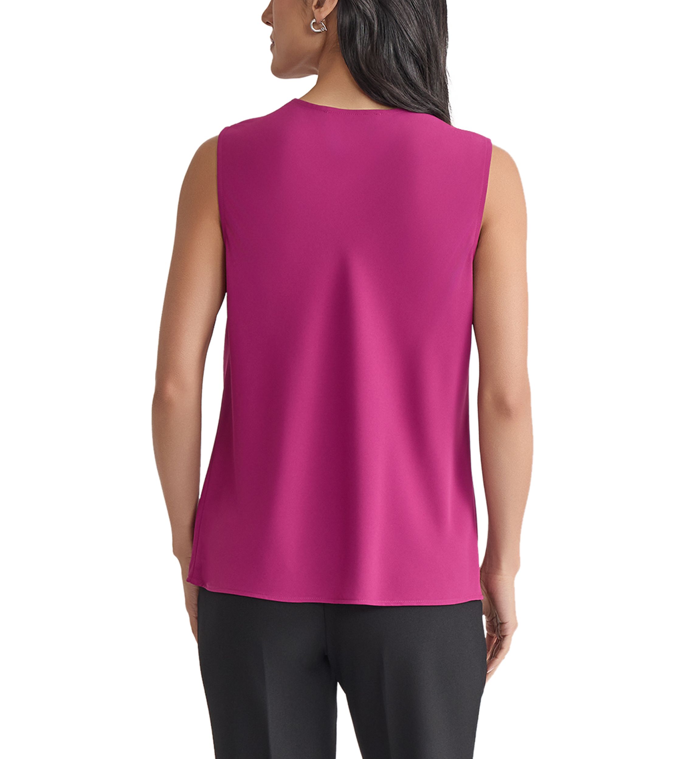 Womens Crepe Sleeveless Cowl Neck Blouse