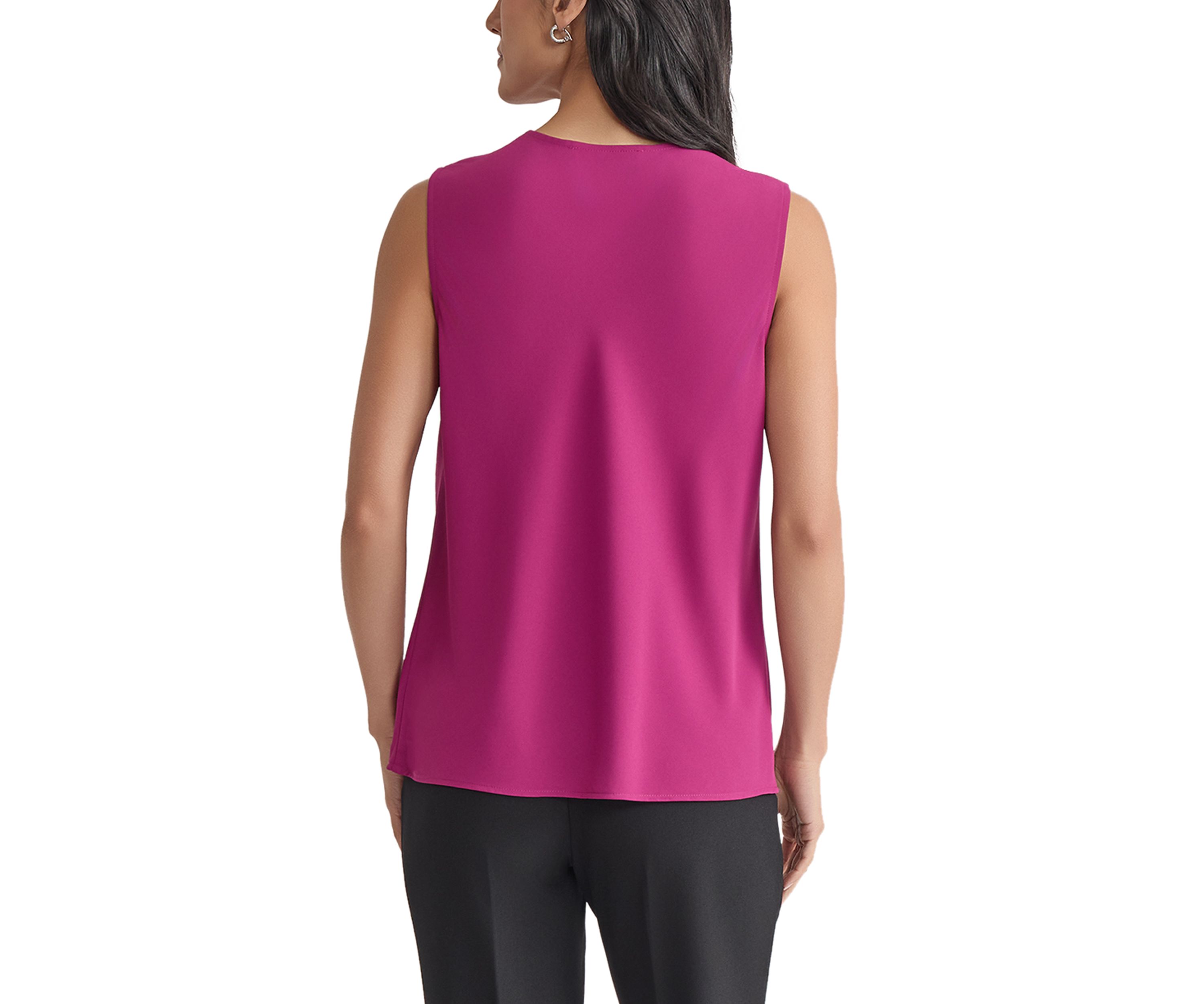 Womens Crepe Sleeveless Cowl Neck Blouse