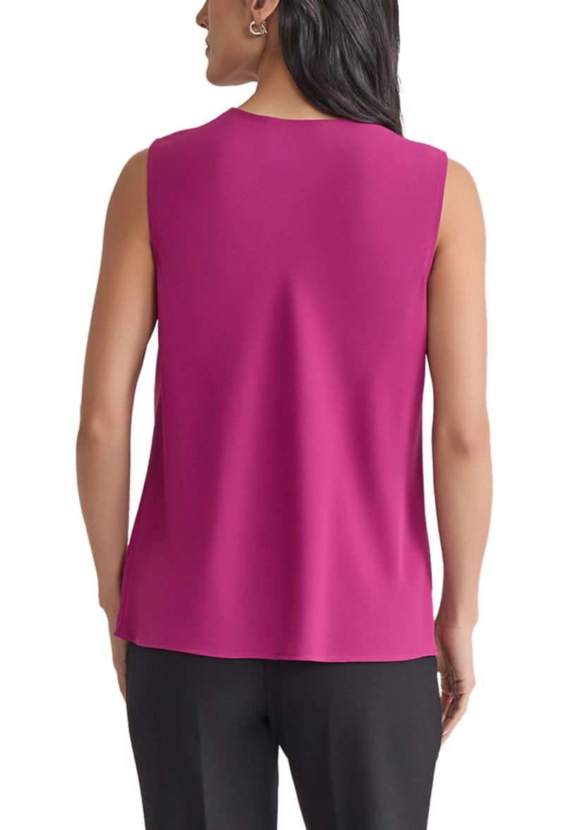 Womens Crepe Sleeveless Cowl Neck Blouse