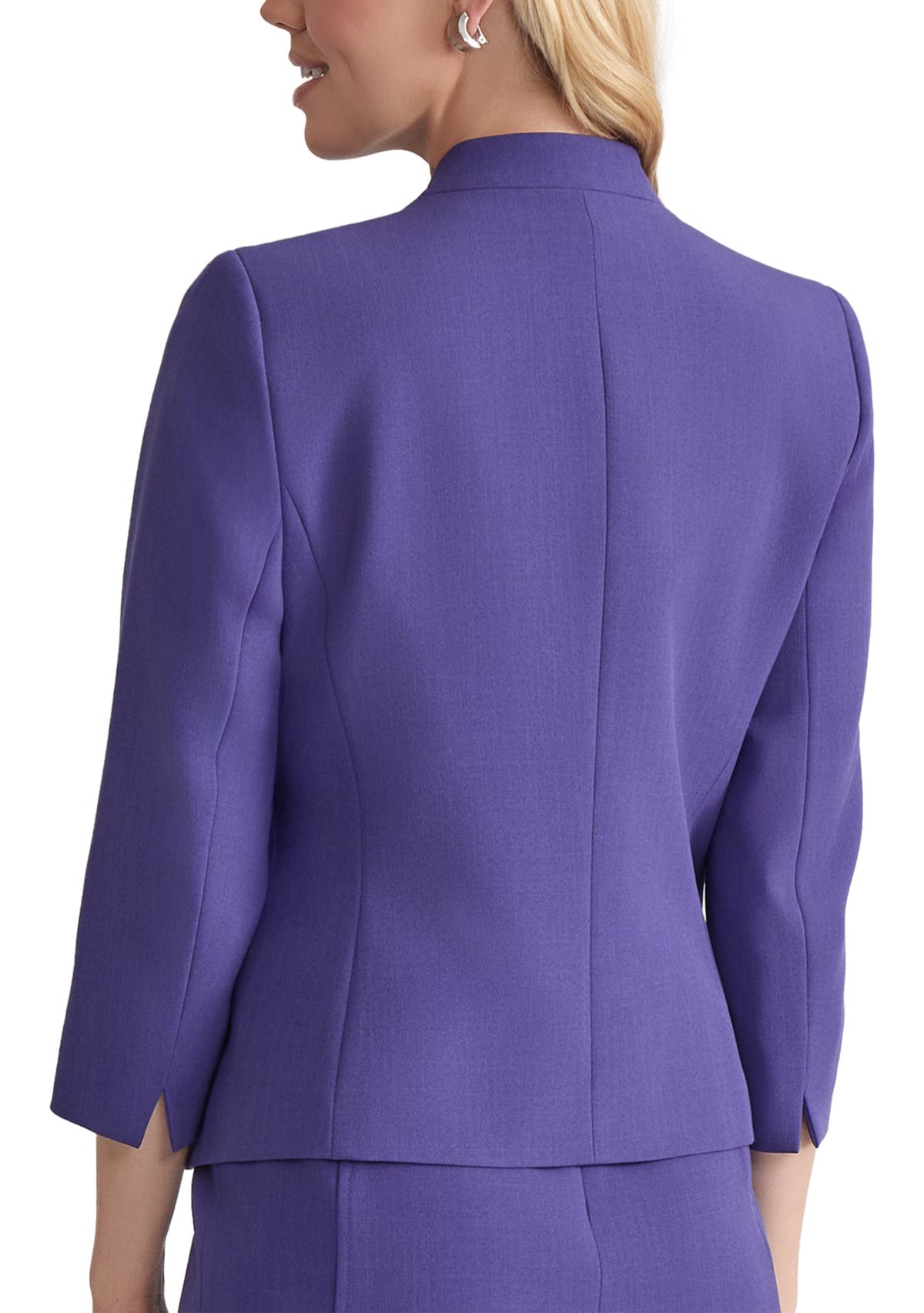 Womens Stretch Crepe Seamed Open Jacket 
