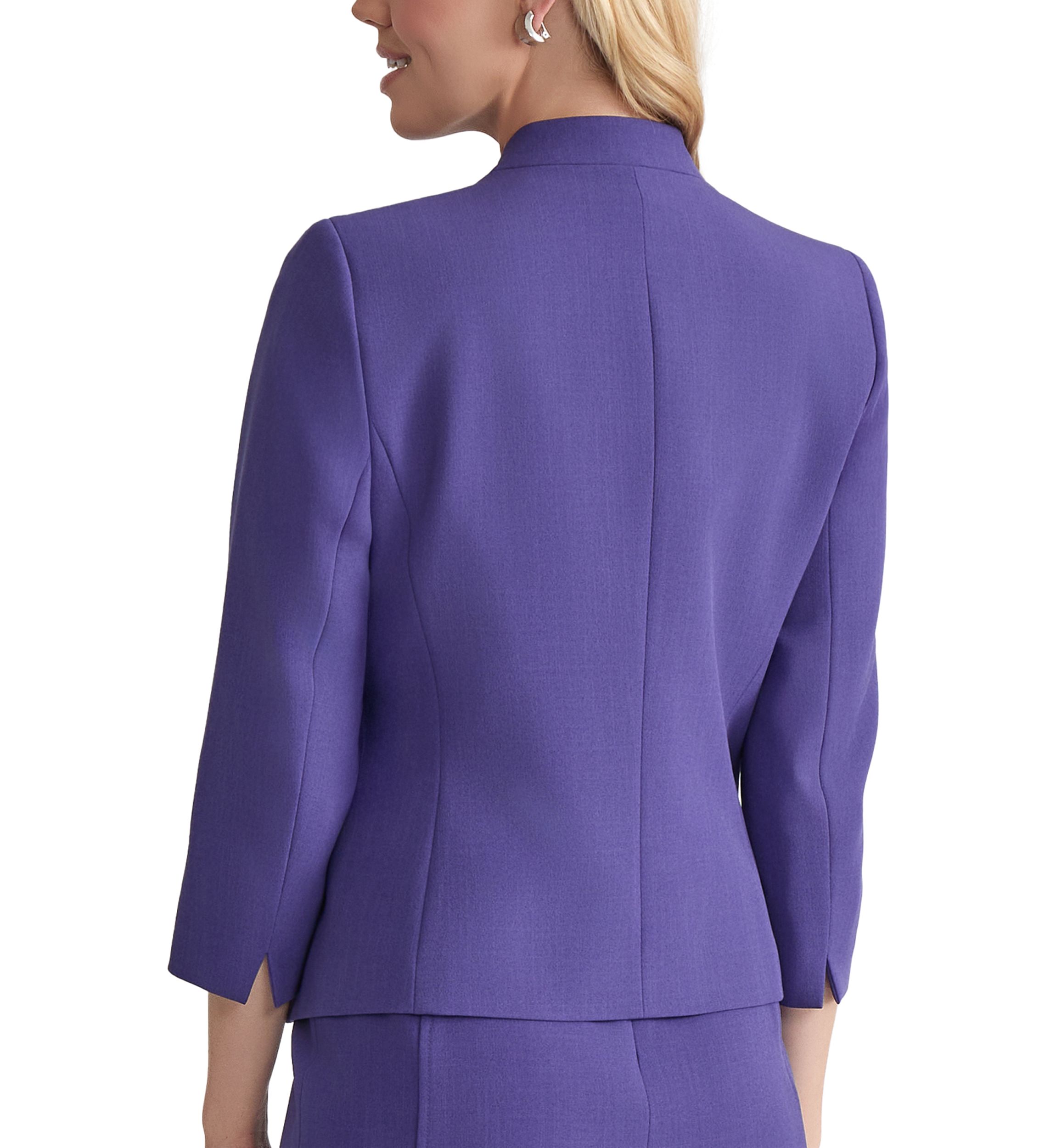 Womens Stretch Crepe Seamed Open Jacket 