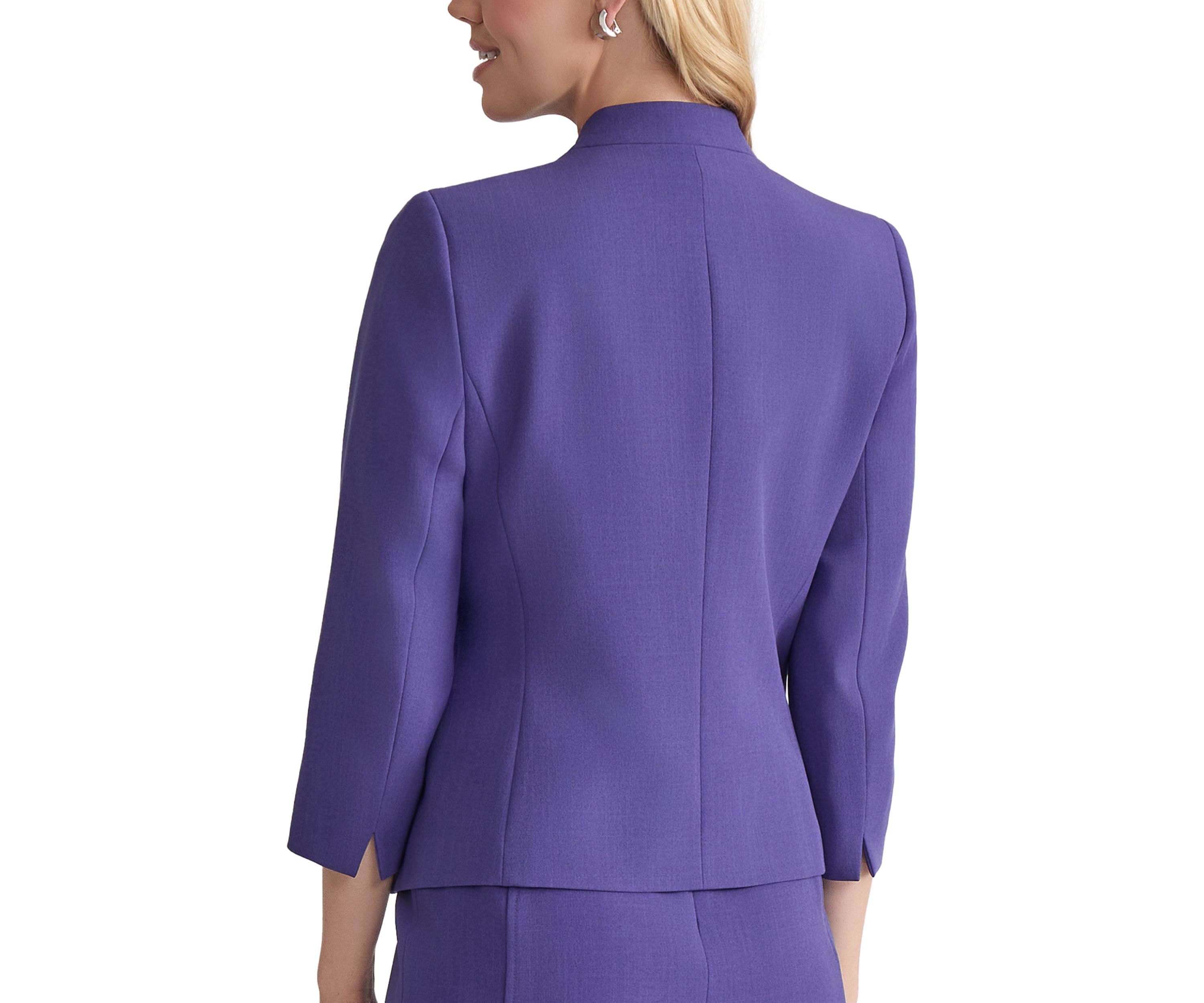 Womens Stretch Crepe Seamed Open Jacket 