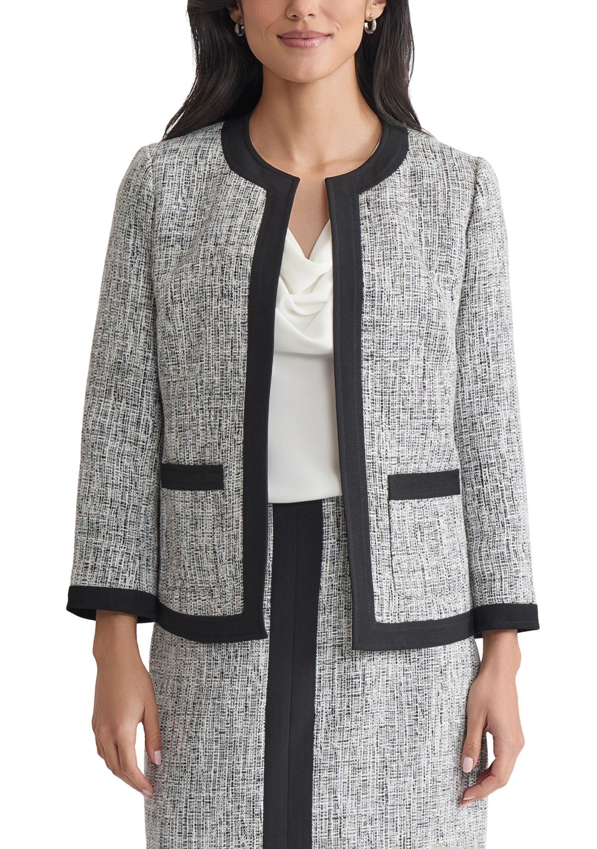 Womens Tweed Framed Cardigan Jacket