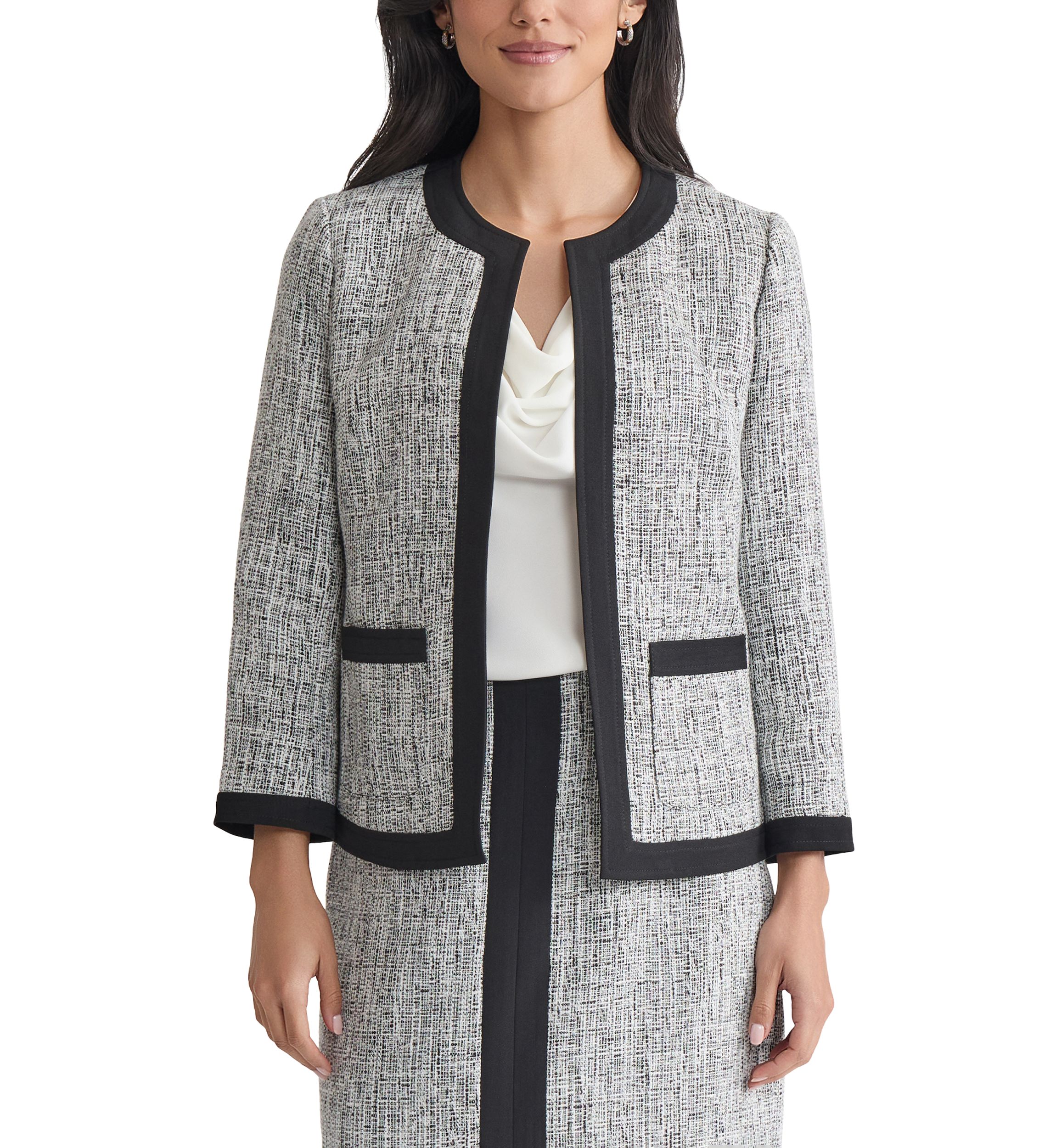 Womens Tweed Framed Cardigan Jacket