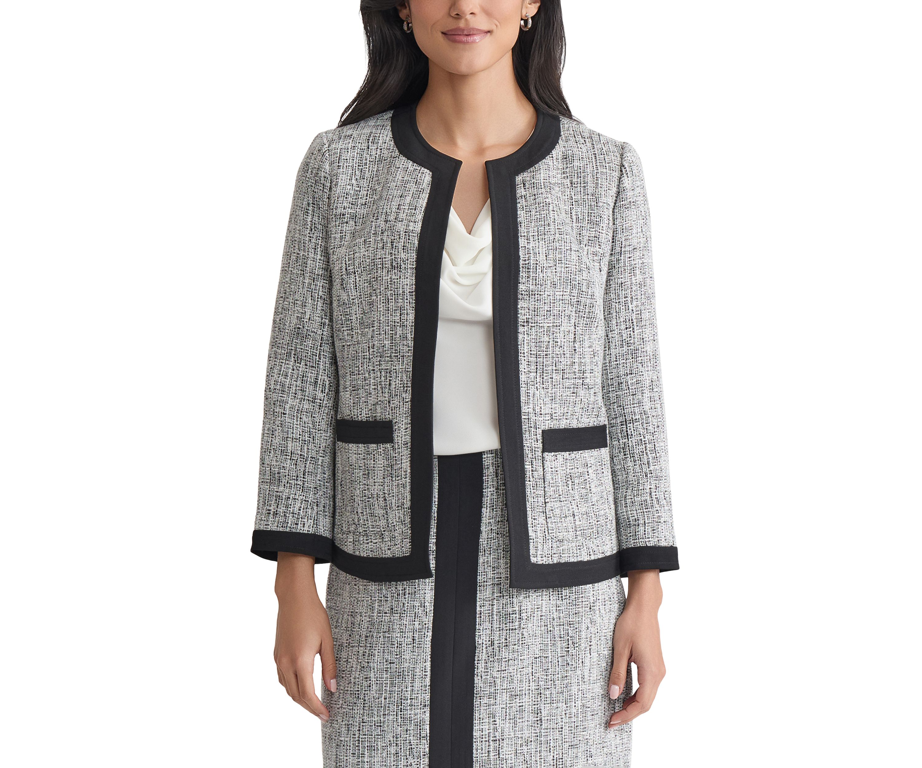 Womens Tweed Framed Cardigan Jacket