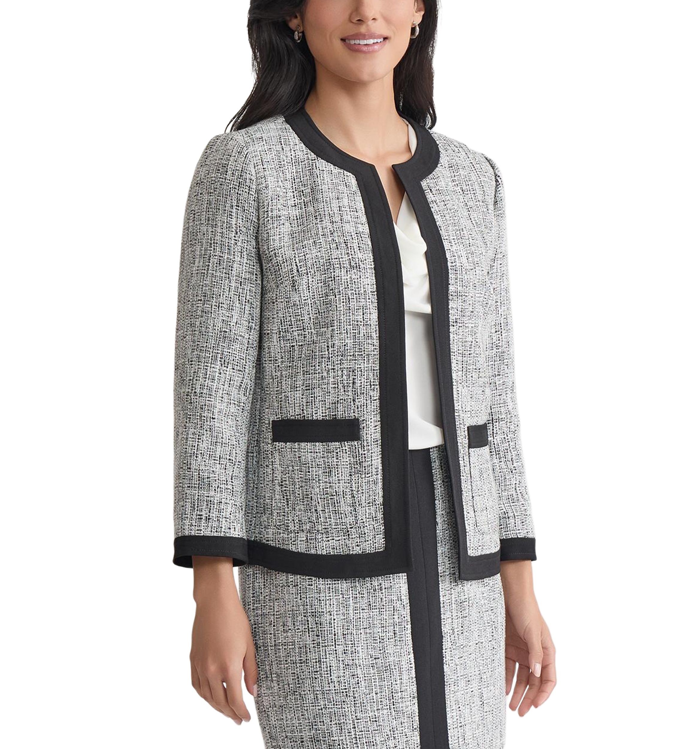 Womens Tweed Framed Cardigan Jacket