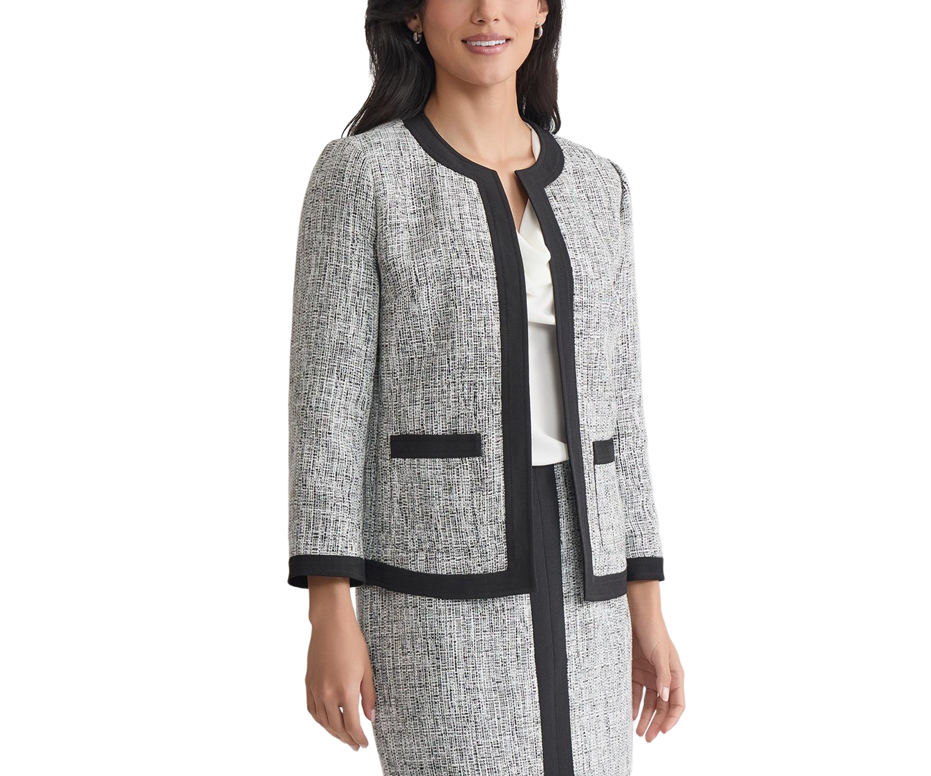 Womens Tweed Framed Cardigan Jacket