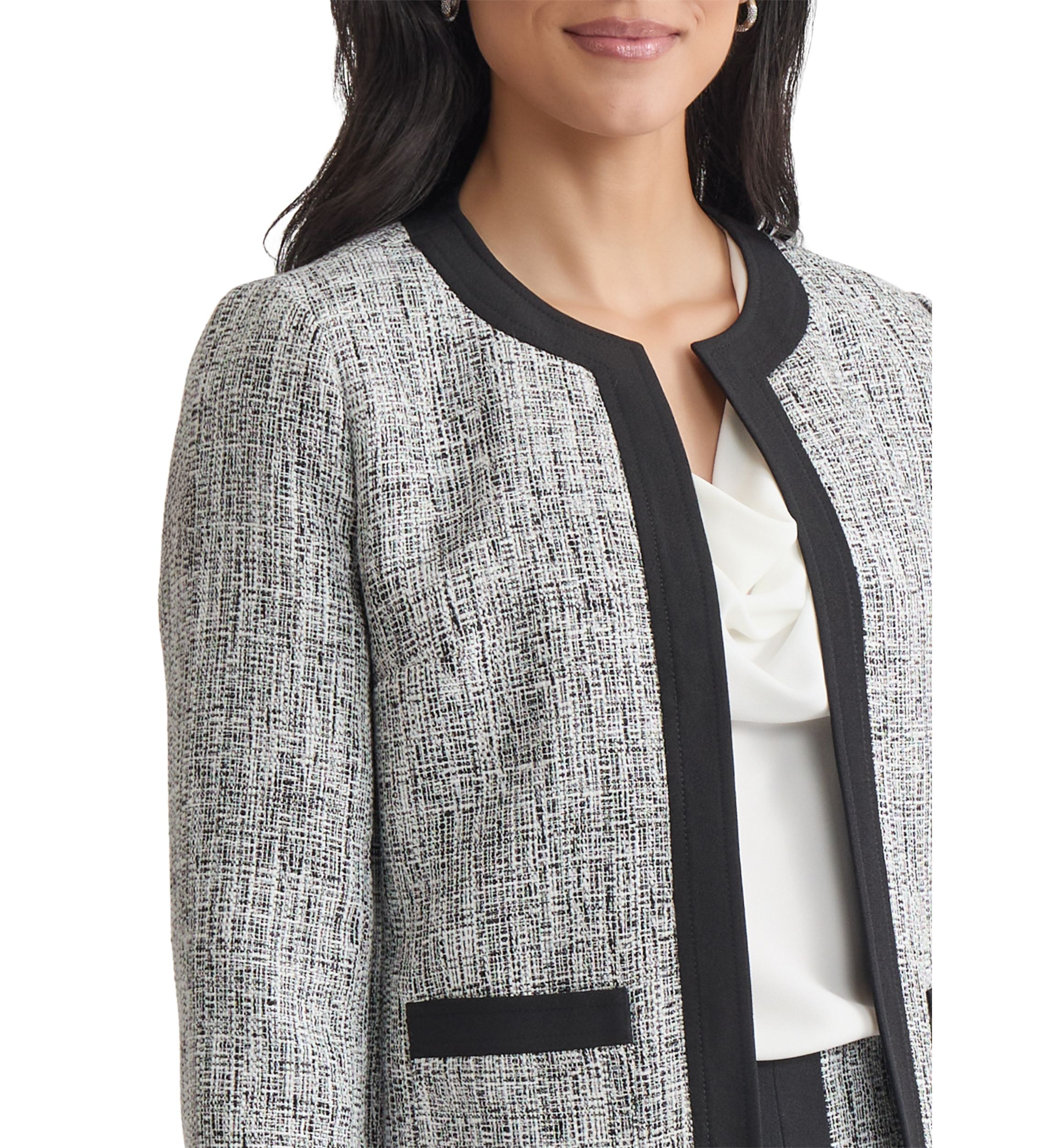 Womens Tweed Framed Cardigan Jacket
