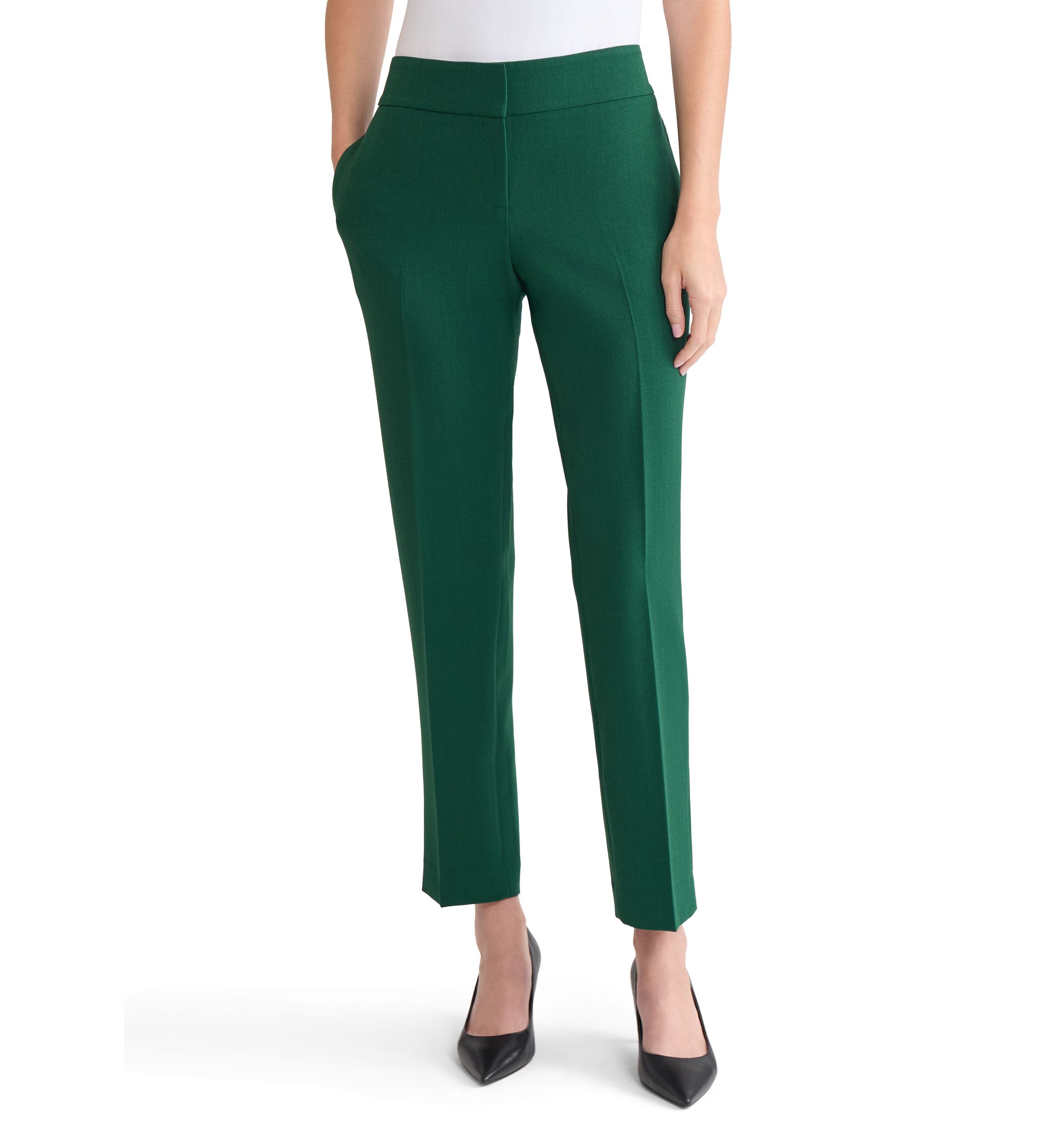 Womens Stretch Crepe Slim Pants 