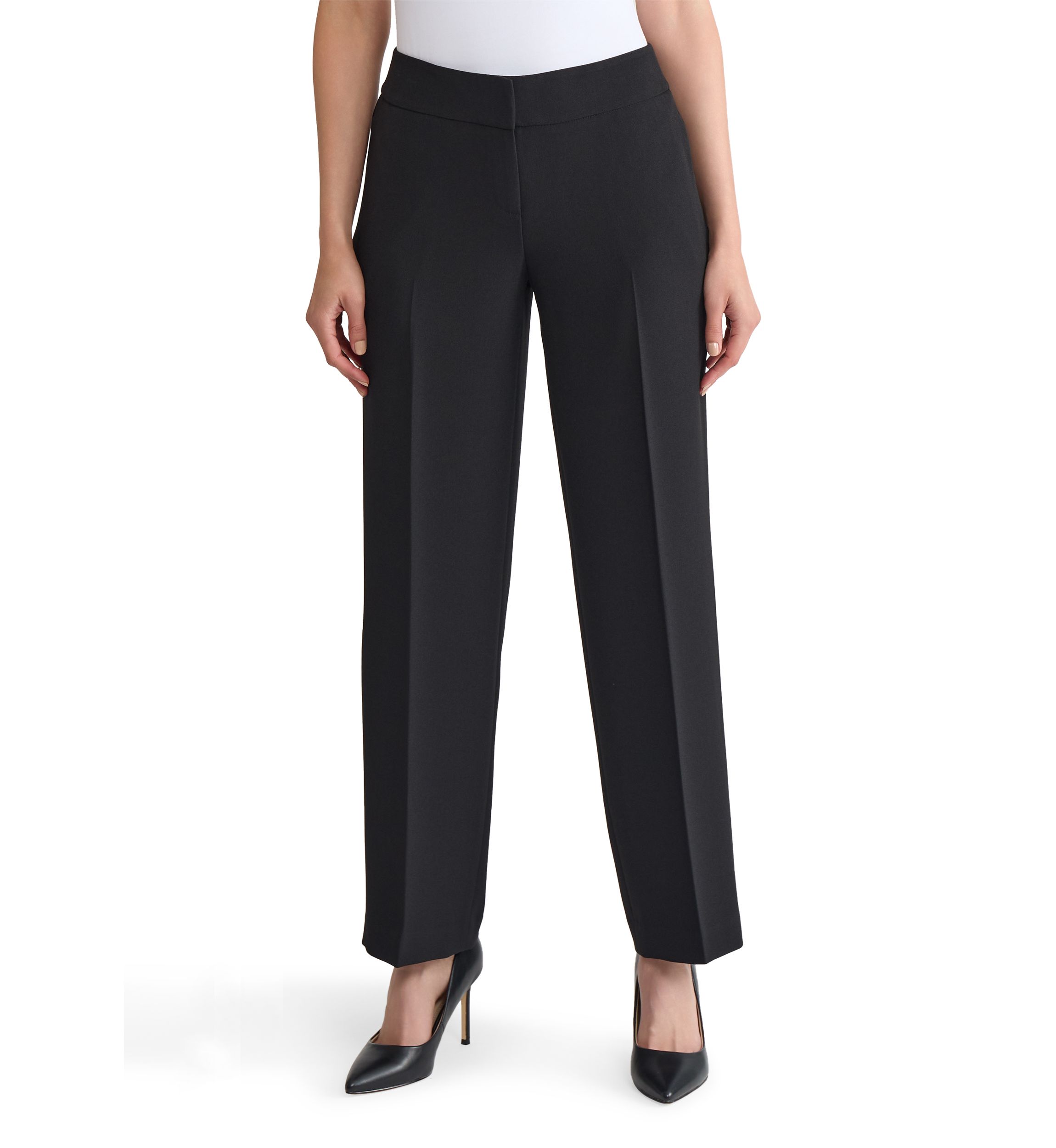Petite Stretch Crepe Wide Leg Pants