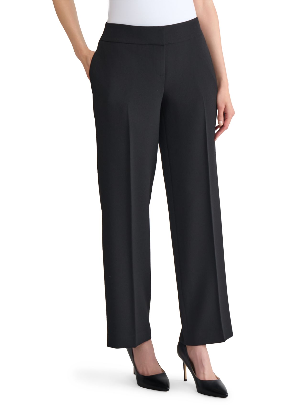 Petite Stretch Crepe Wide Leg Pants