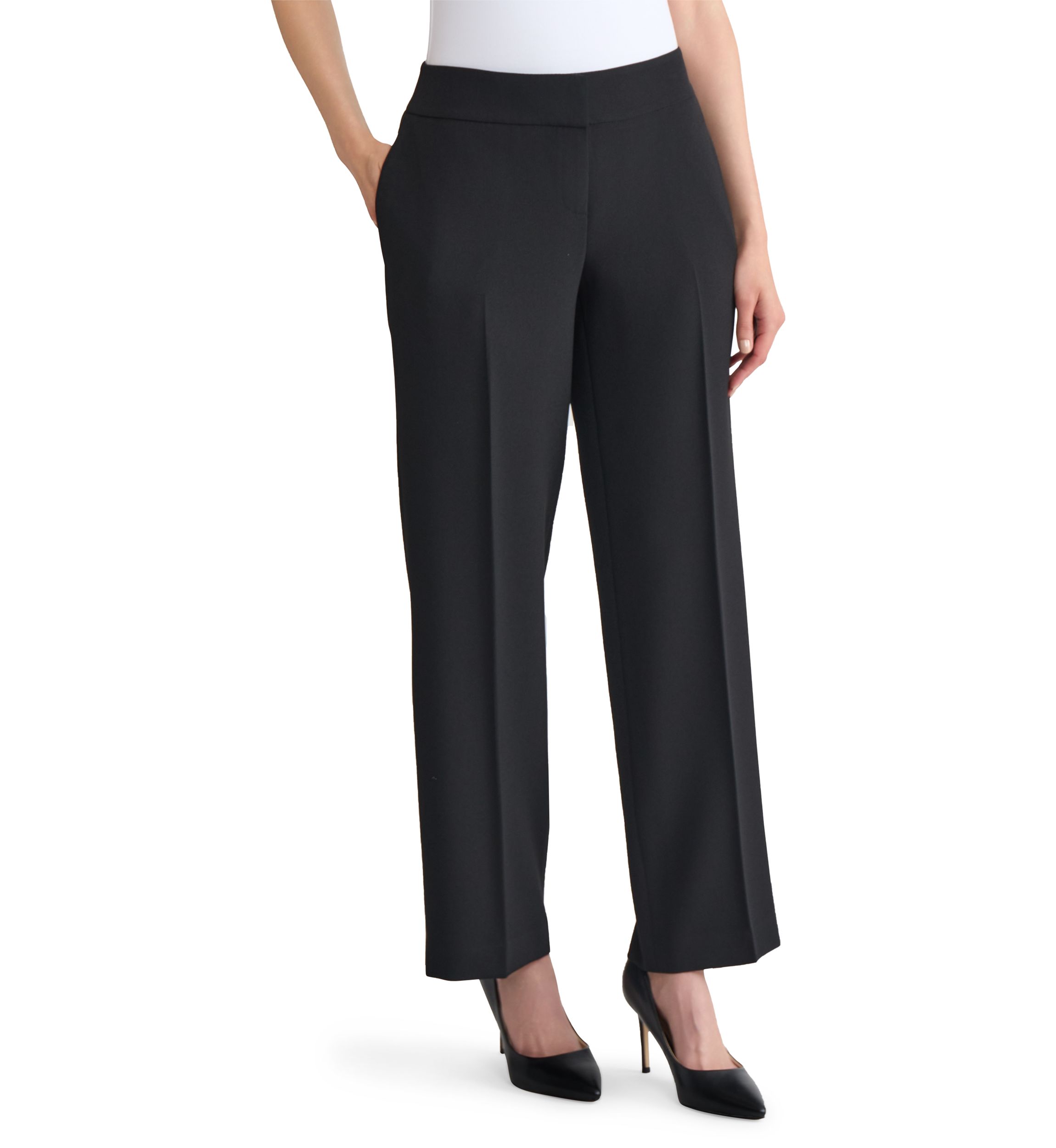 Petite Stretch Crepe Wide Leg Pants