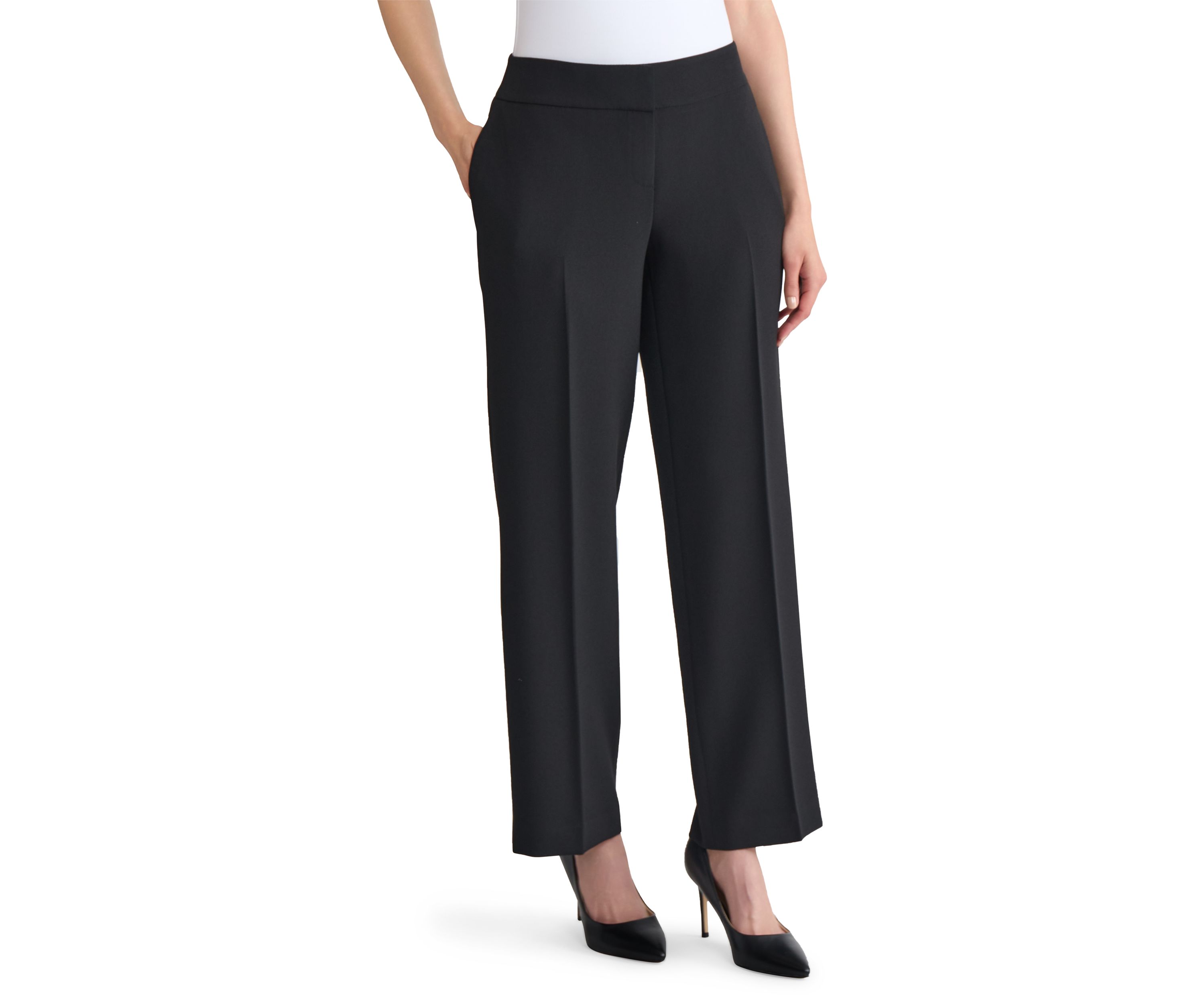Petite Stretch Crepe Wide Leg Pants