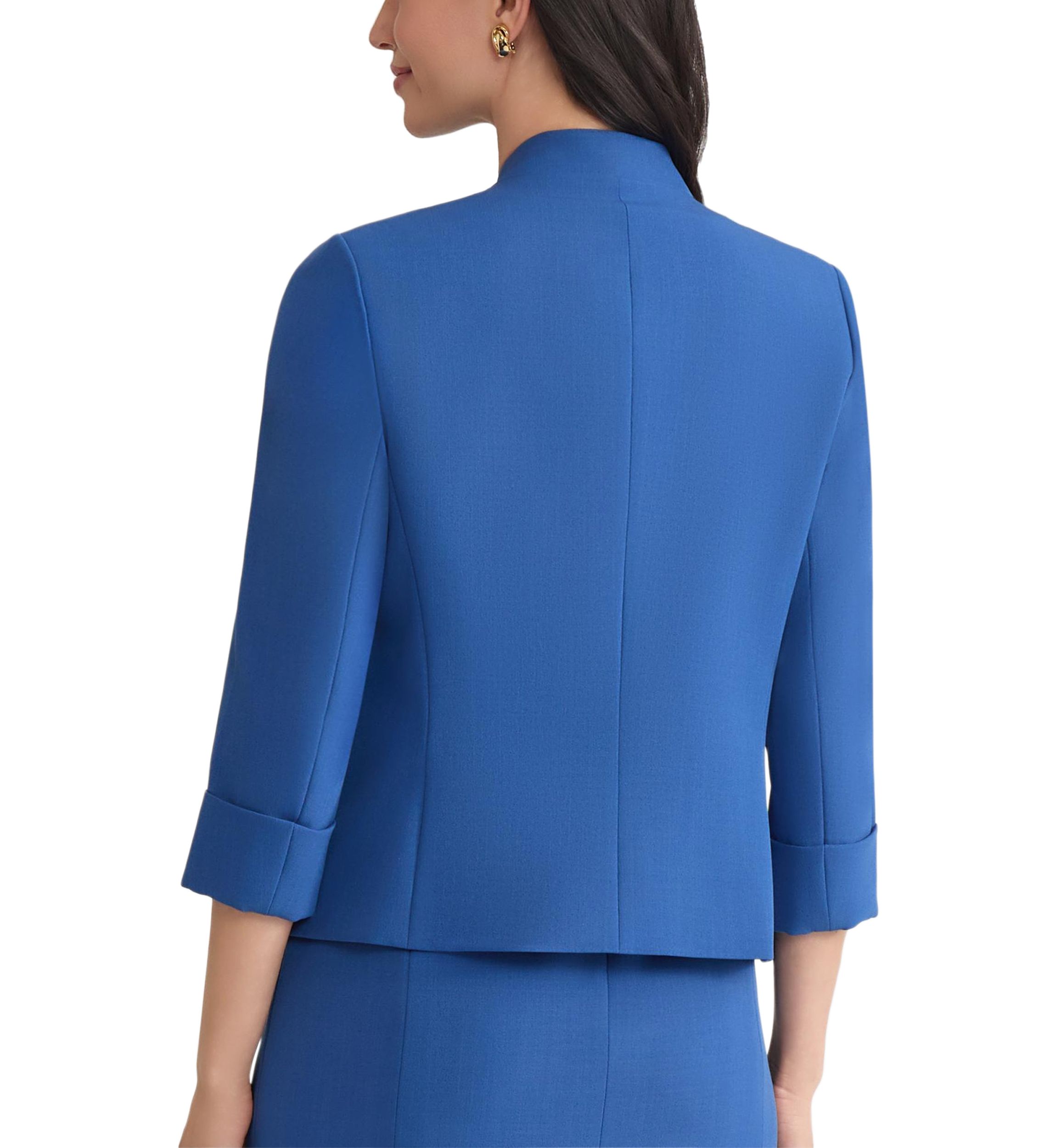 Petite Stretch Crepe Open Jacket with Zip Pockets 