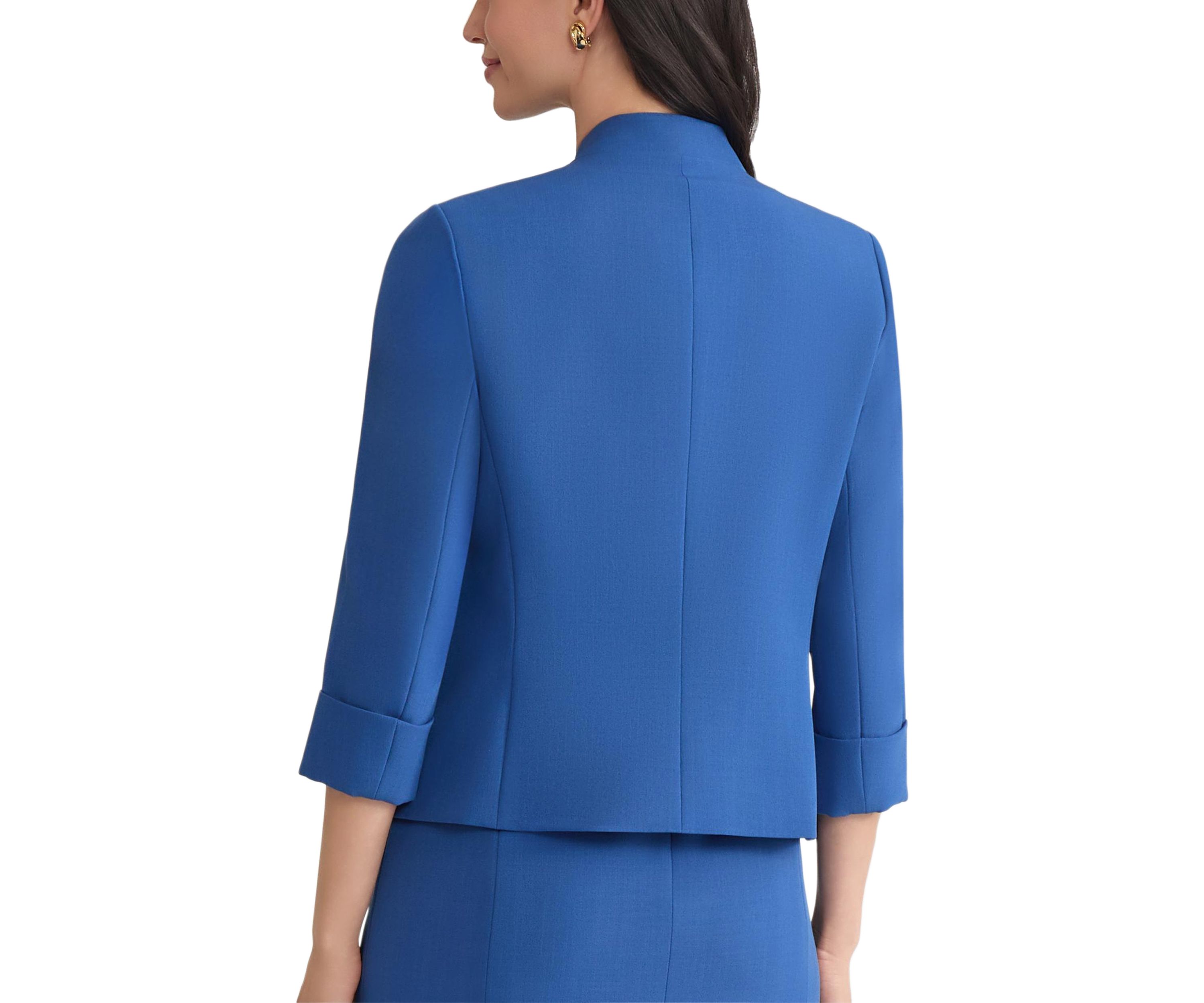 Petite Stretch Crepe Open Jacket with Zip Pockets 