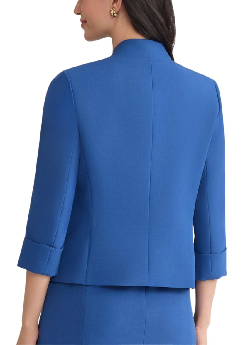 Petite Stretch Crepe Open Jacket with Zip Pockets 