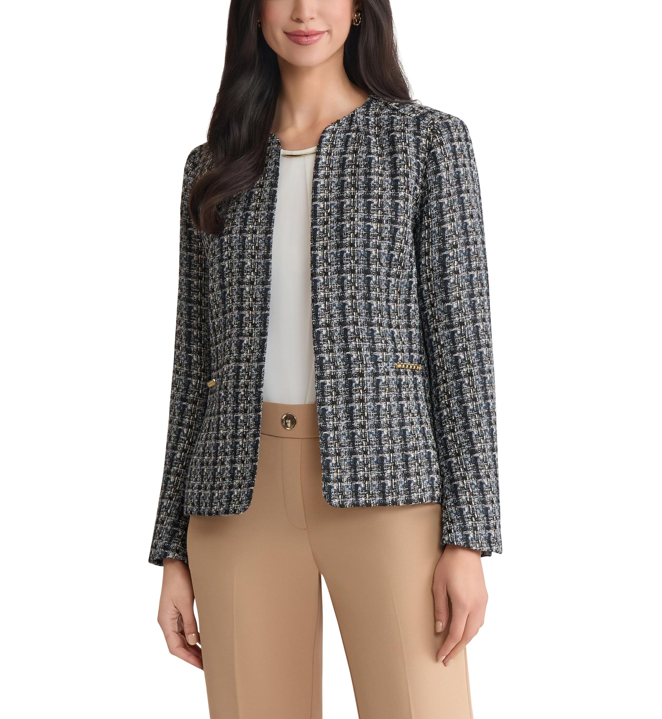 Womens Bouclé Tweed Cardigan Jacket