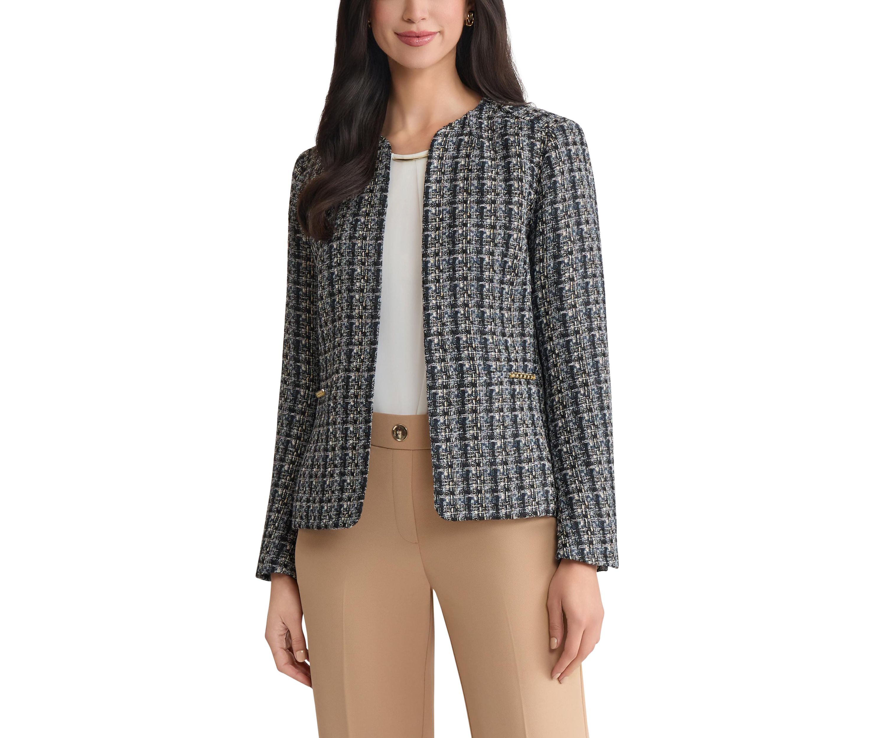 Womens Bouclé Tweed Cardigan Jacket