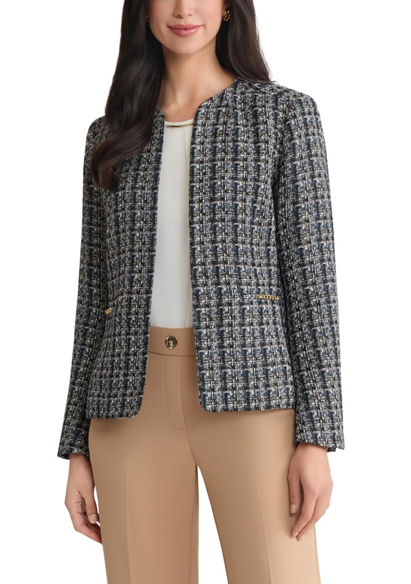 Womens Bouclé Tweed Cardigan Jacket
