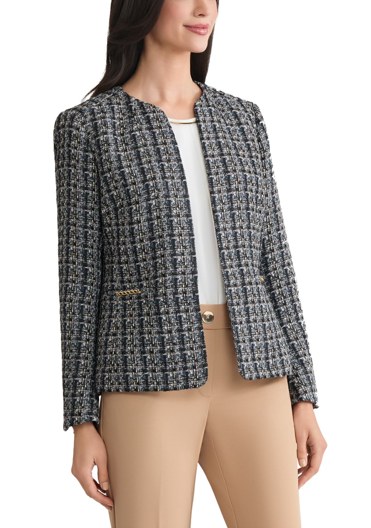 Womens Bouclé Tweed Cardigan Jacket