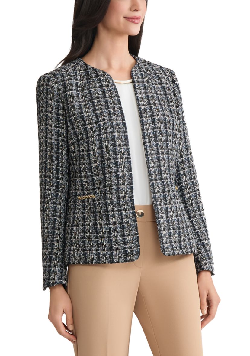 Womens Bouclé Tweed Cardigan Jacket
