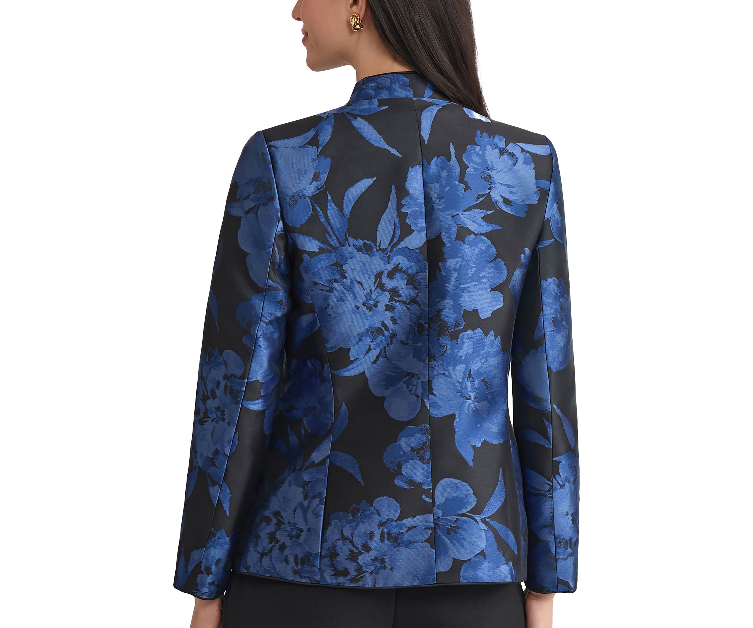 Womens Floral Jacquard Collarless Jacket