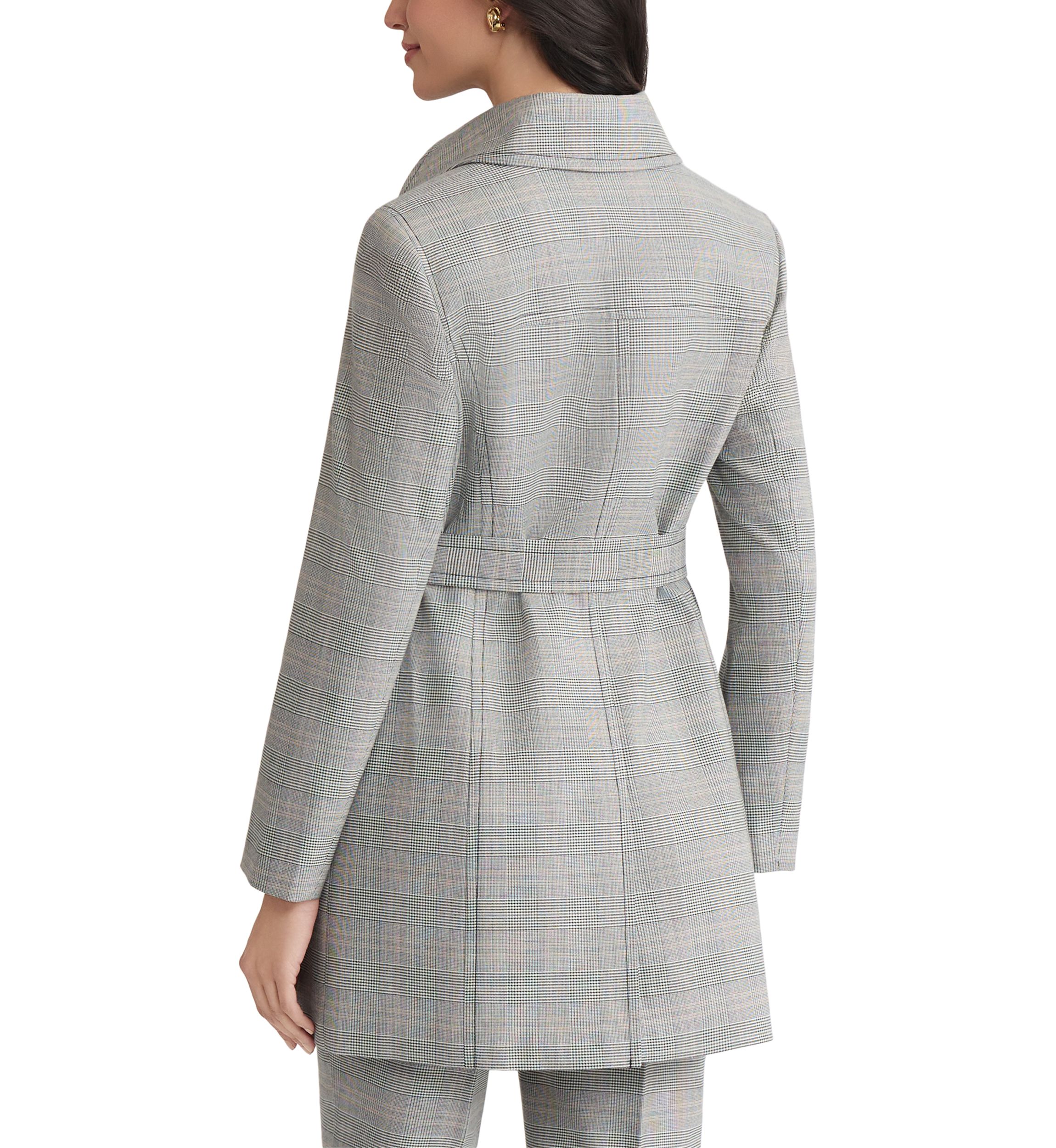 Womens Plaid Belted Trench Coat 