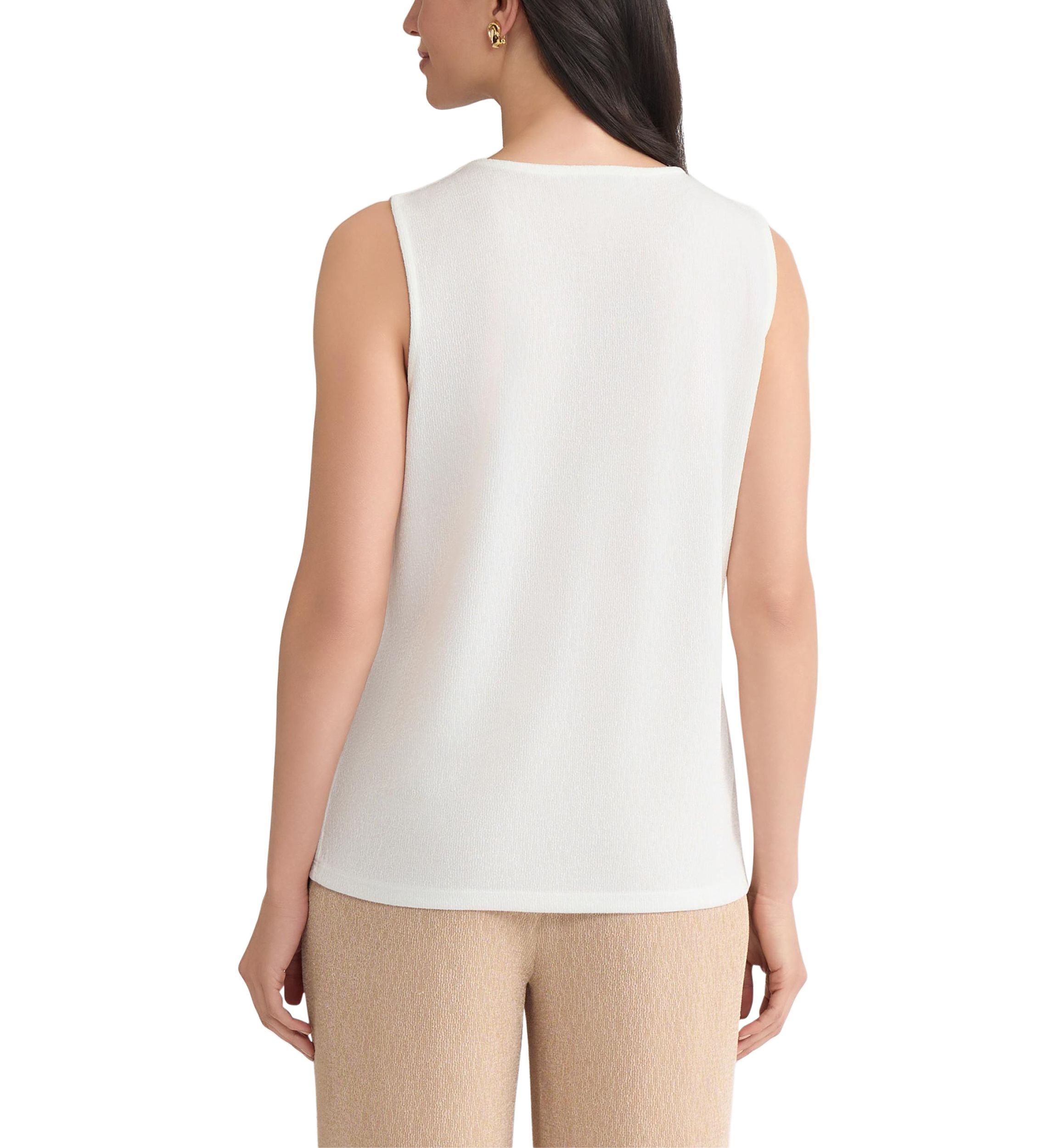 Womens Shimmer Knit Pleat Neck Top 