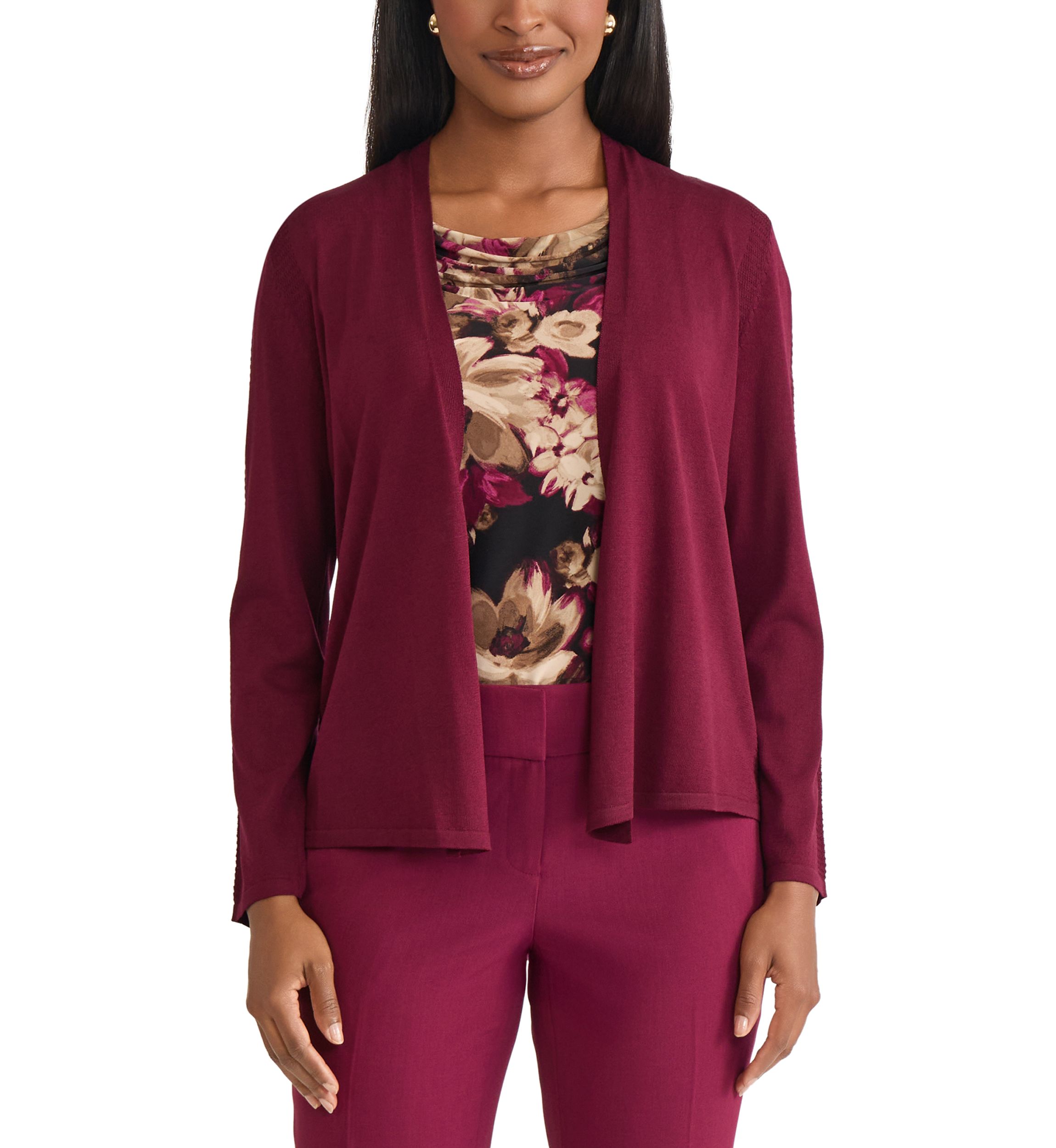 Womens A-Line Cardigan with Stitch Detail 