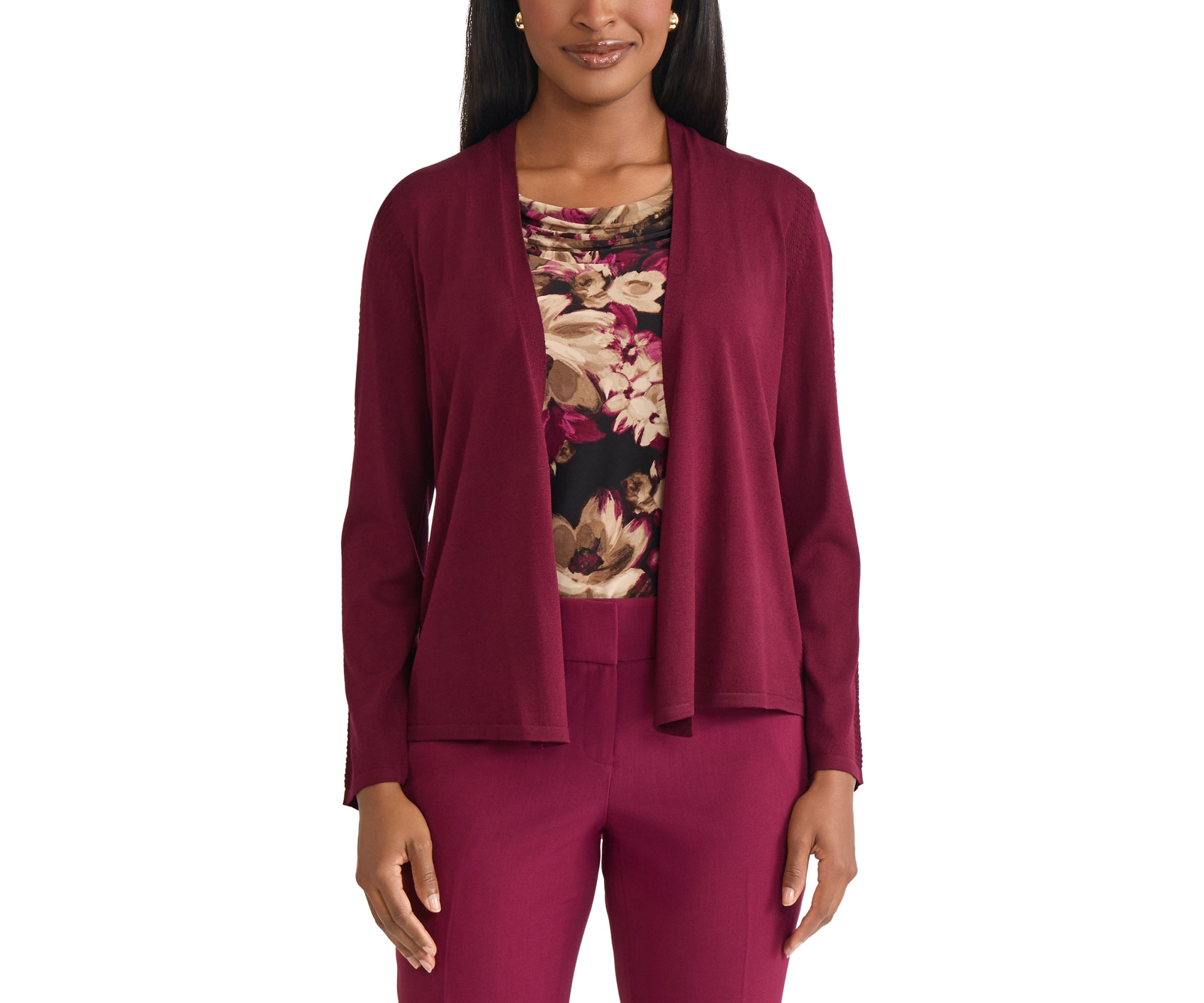 Womens A-Line Cardigan with Stitch Detail 